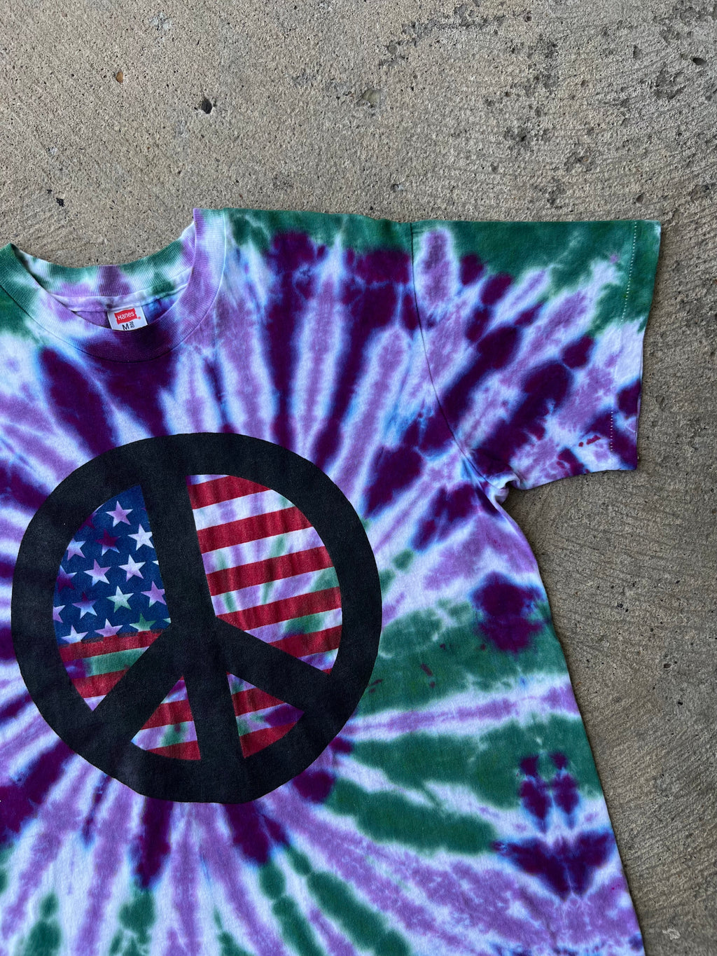 1970s Tie Dye Peace Symbol Hippie Shirt