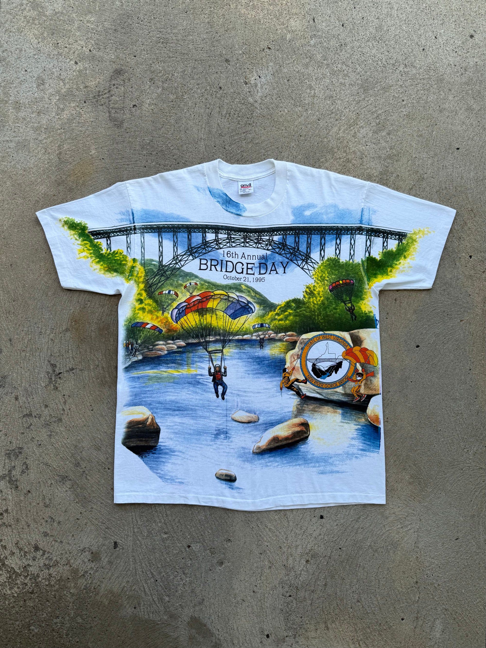 1990s West Virginia Bridge Day New River Gorge Deadstock Shirt XL