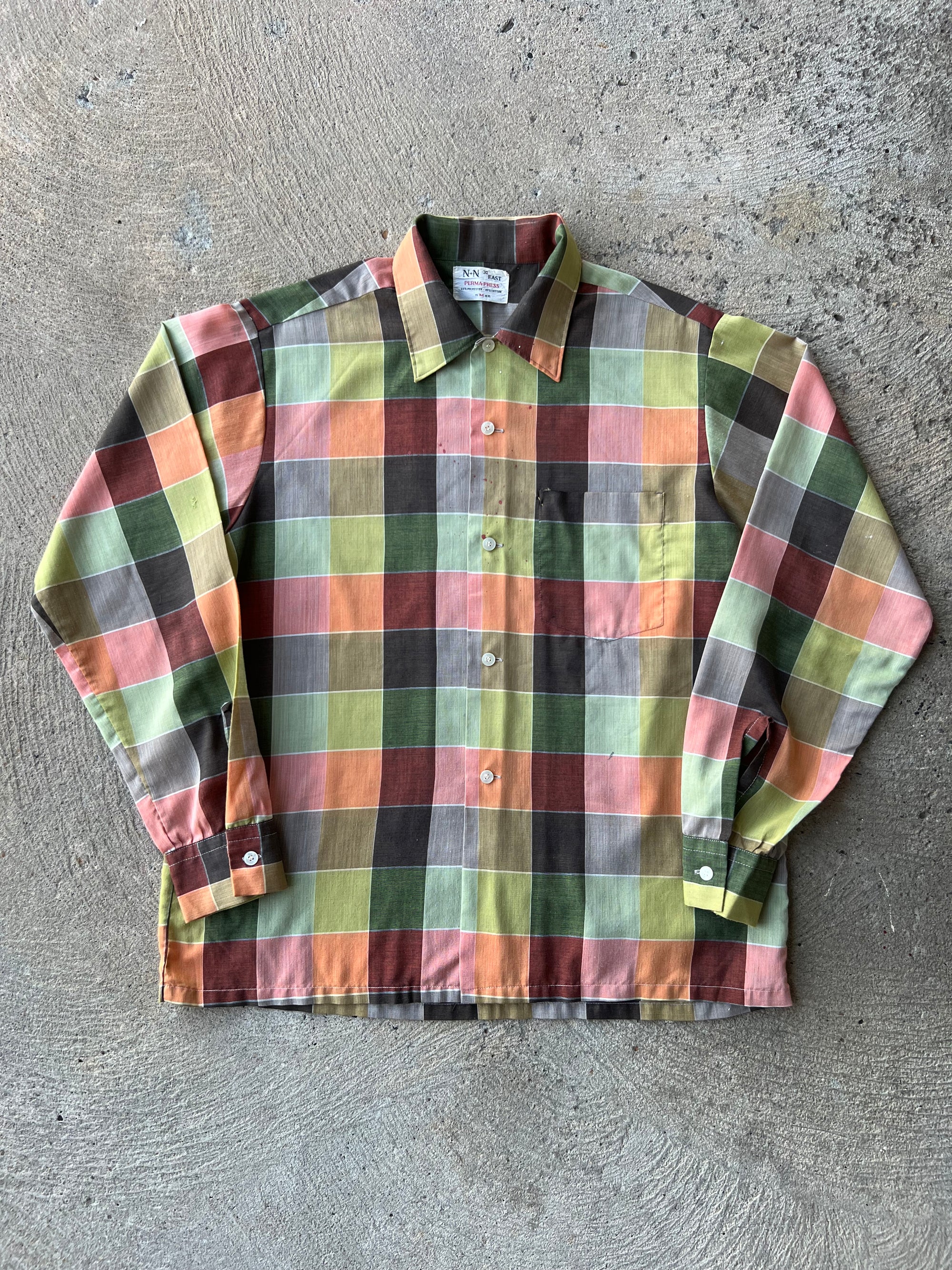 1970s Paint Splattered Button Up Large