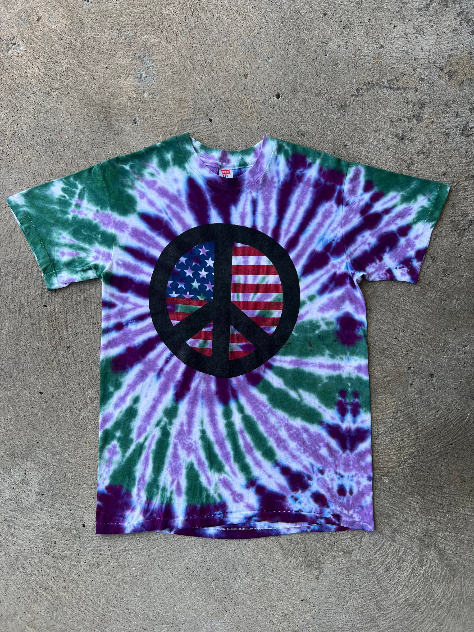 1970s Tie Dye Peace Symbol Hippie Shirt