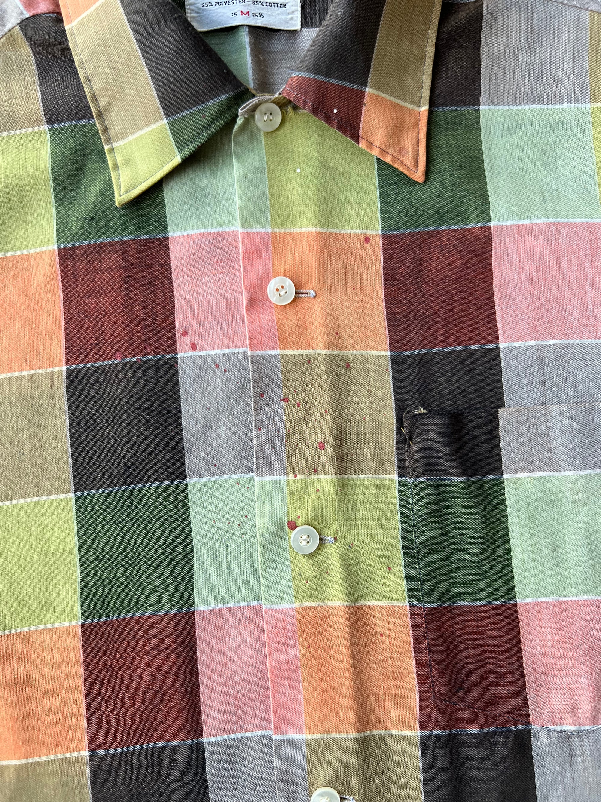1970s Paint Splattered Button Up Large