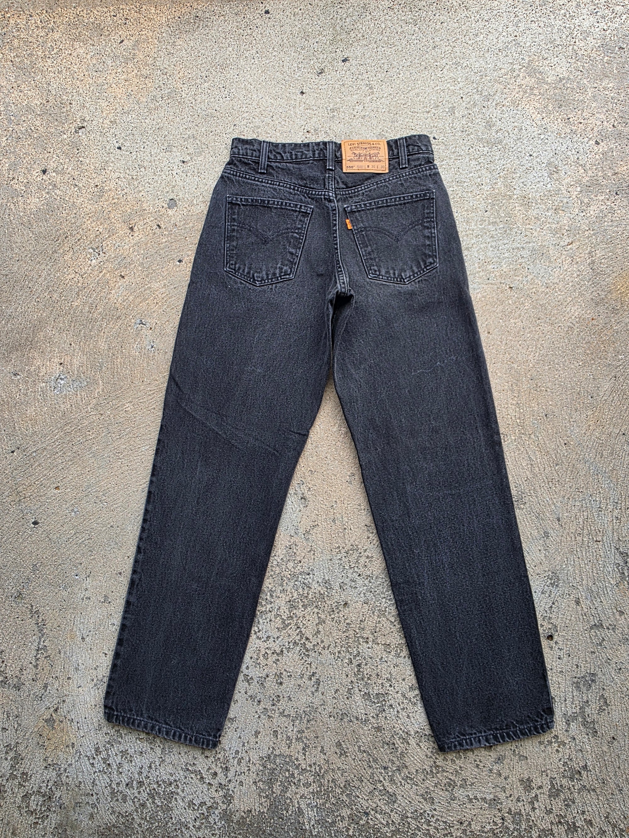 1990s Levis 550 30x30 Black Relaxed Fit Tapered Leg