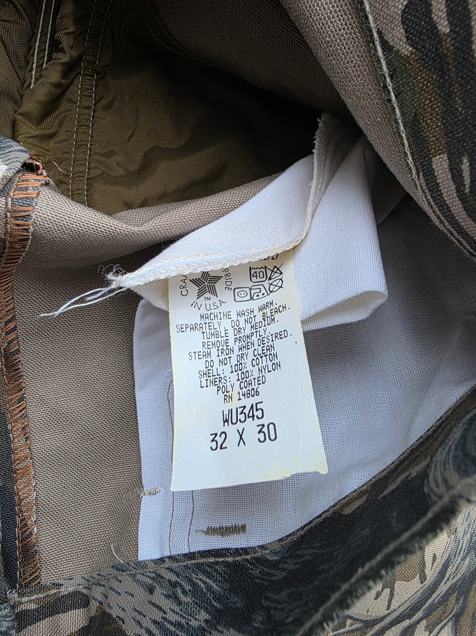 1980s Carhartt Mossy Oak Camo Pants 32x30