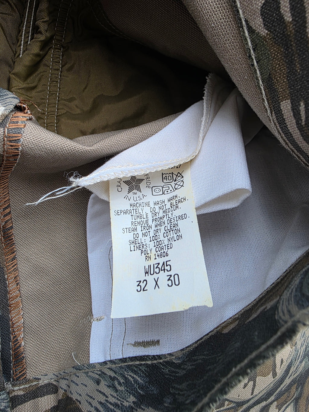 1980s Carhartt Mossy Oak Camo Pants 32x30