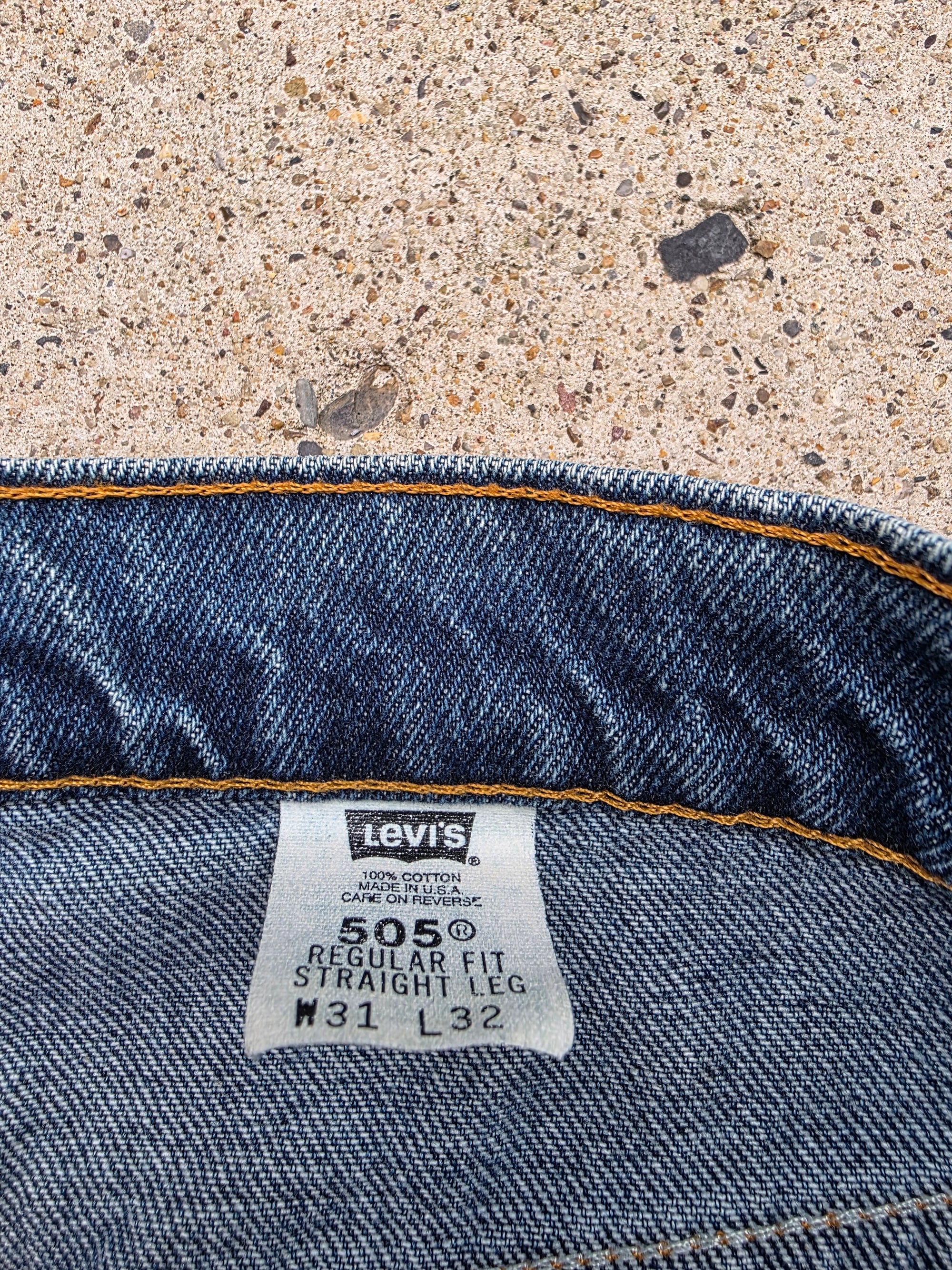 1990s Levis 505 Regular Fit Straight Leg 31x32 Orange Tab