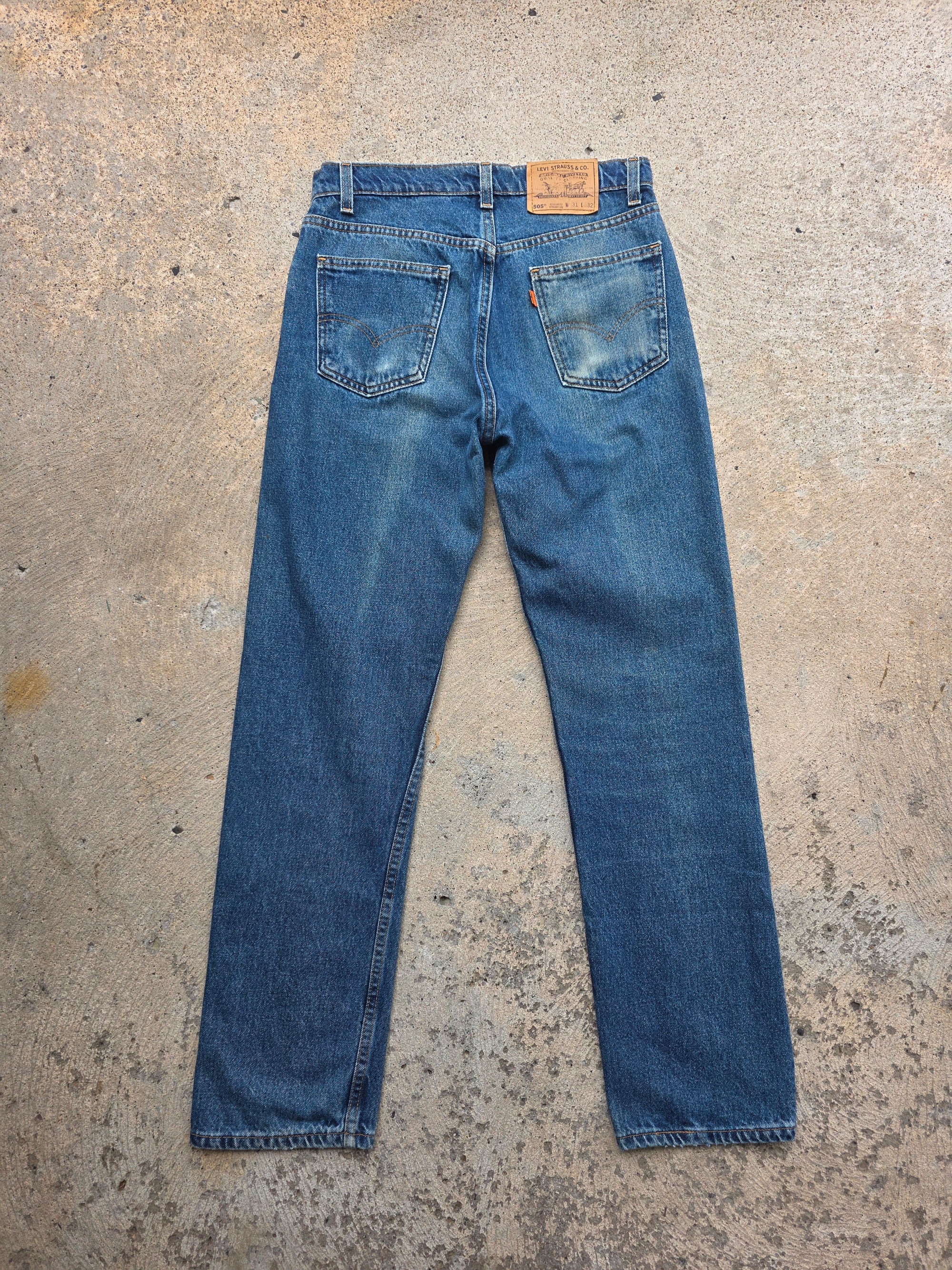 1990s Levis 505 Regular Fit Straight Leg 31x32 Orange Tab