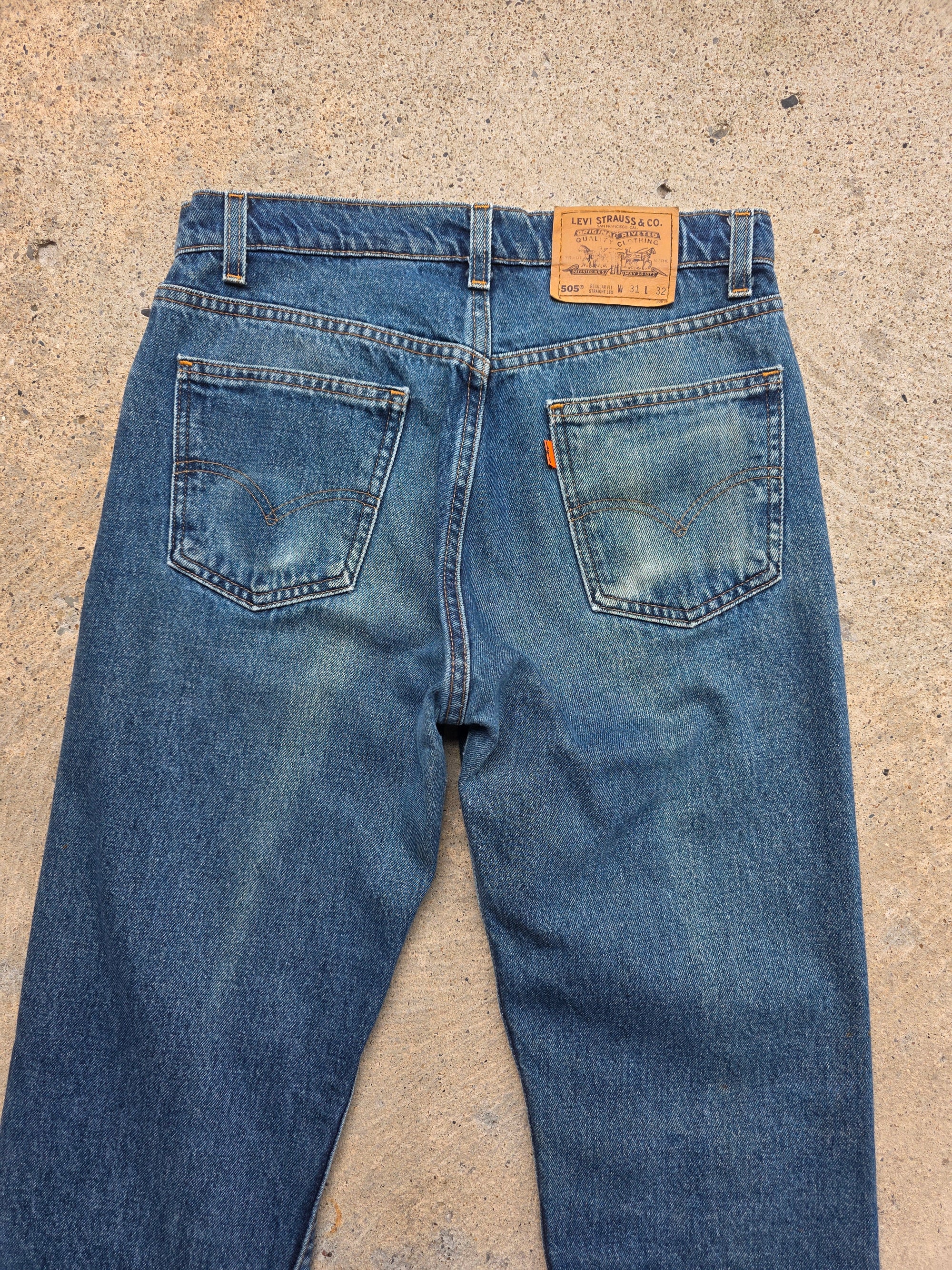 1990s Levis 505 Regular Fit Straight Leg 31x32 Orange Tab