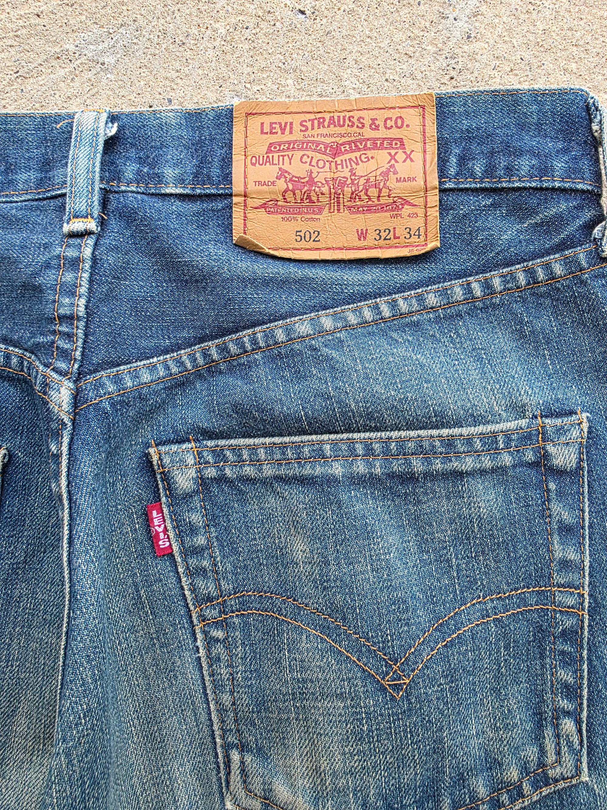 1990s Levis 502 32x34 Redline Selvedge