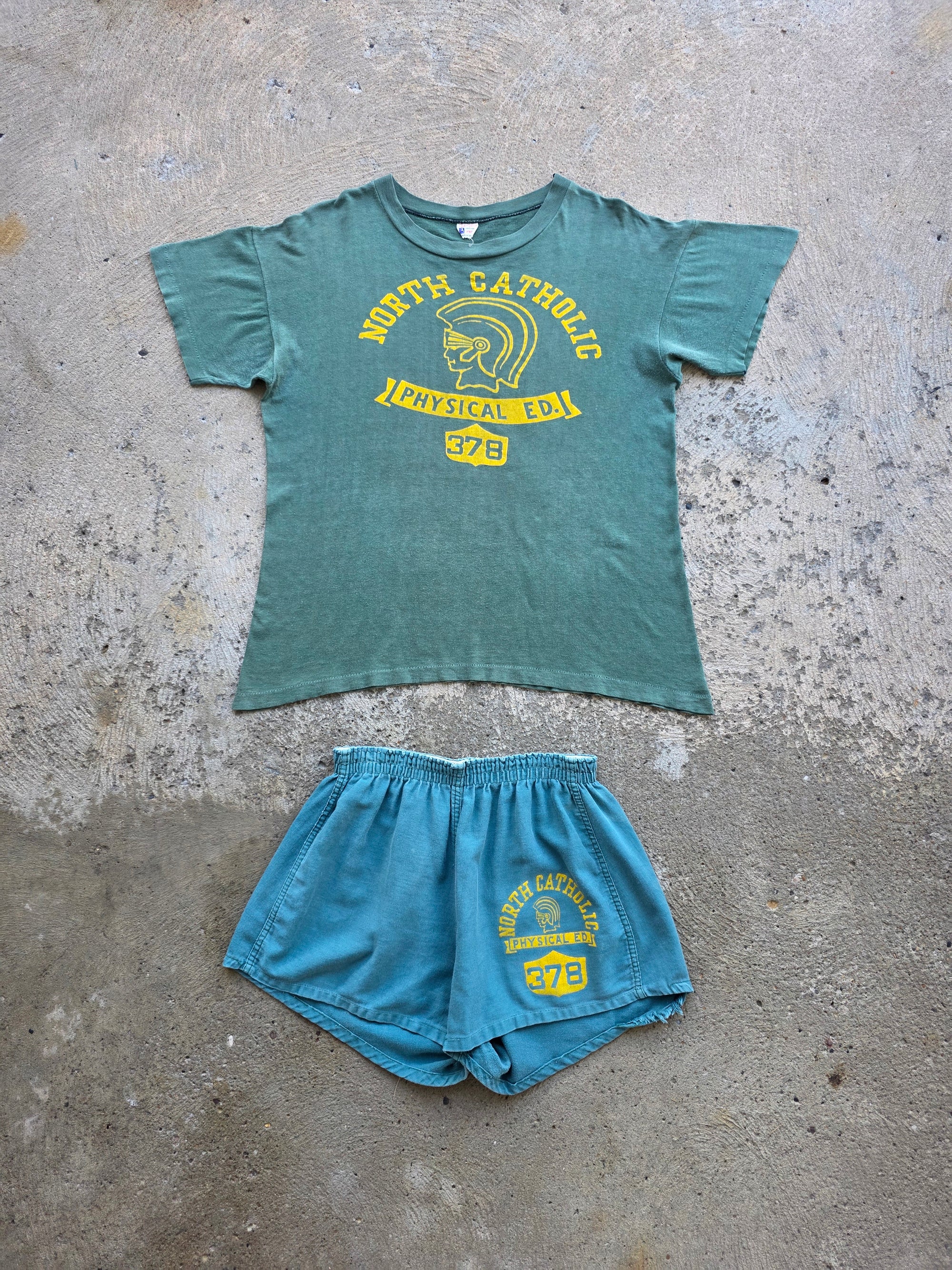 1960s North Catholic Trojans Champion Shirt And Shorts Large