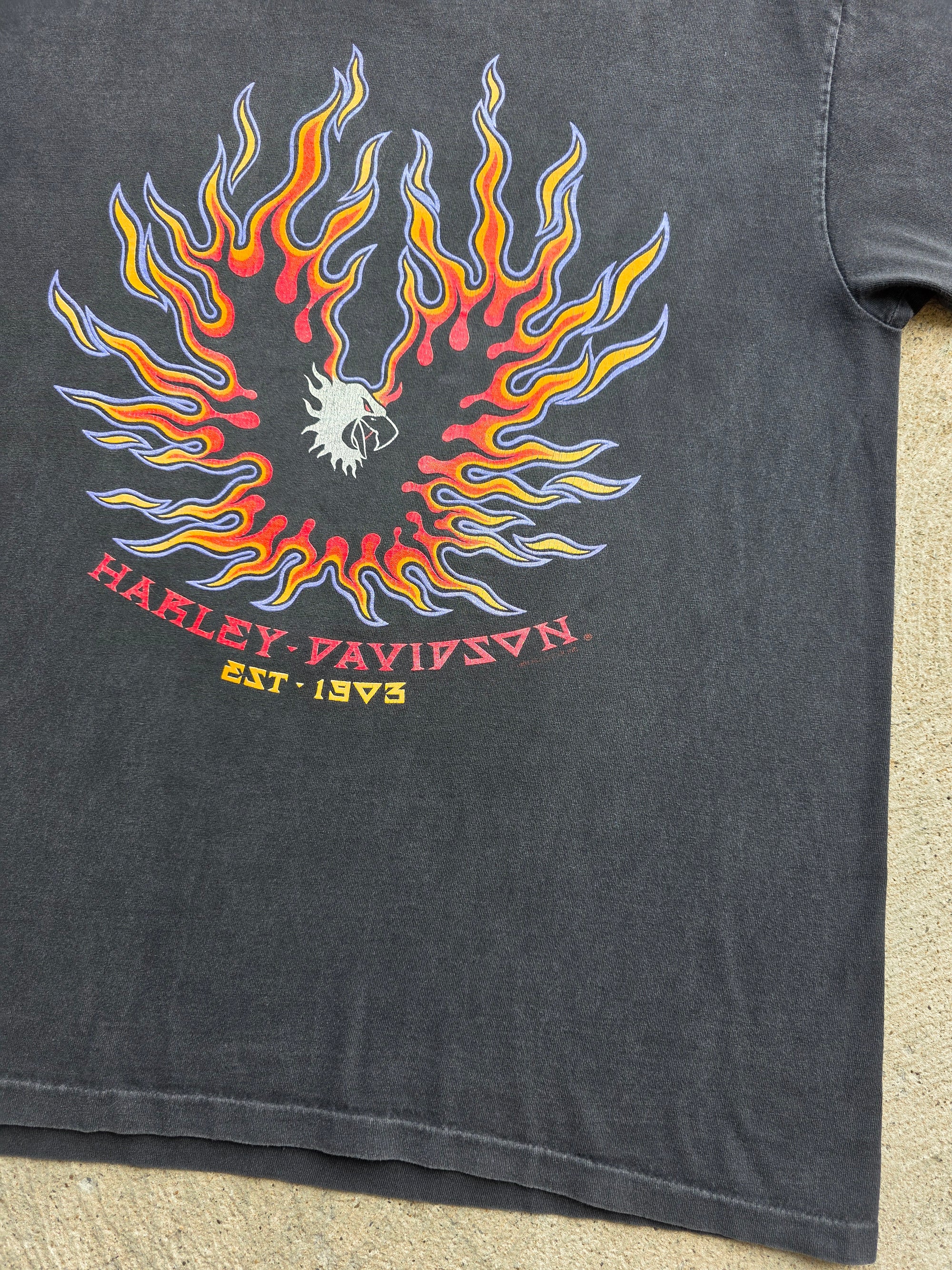 1994 Harley Flames McMahons Beaver Falls Pa Shirt Large
