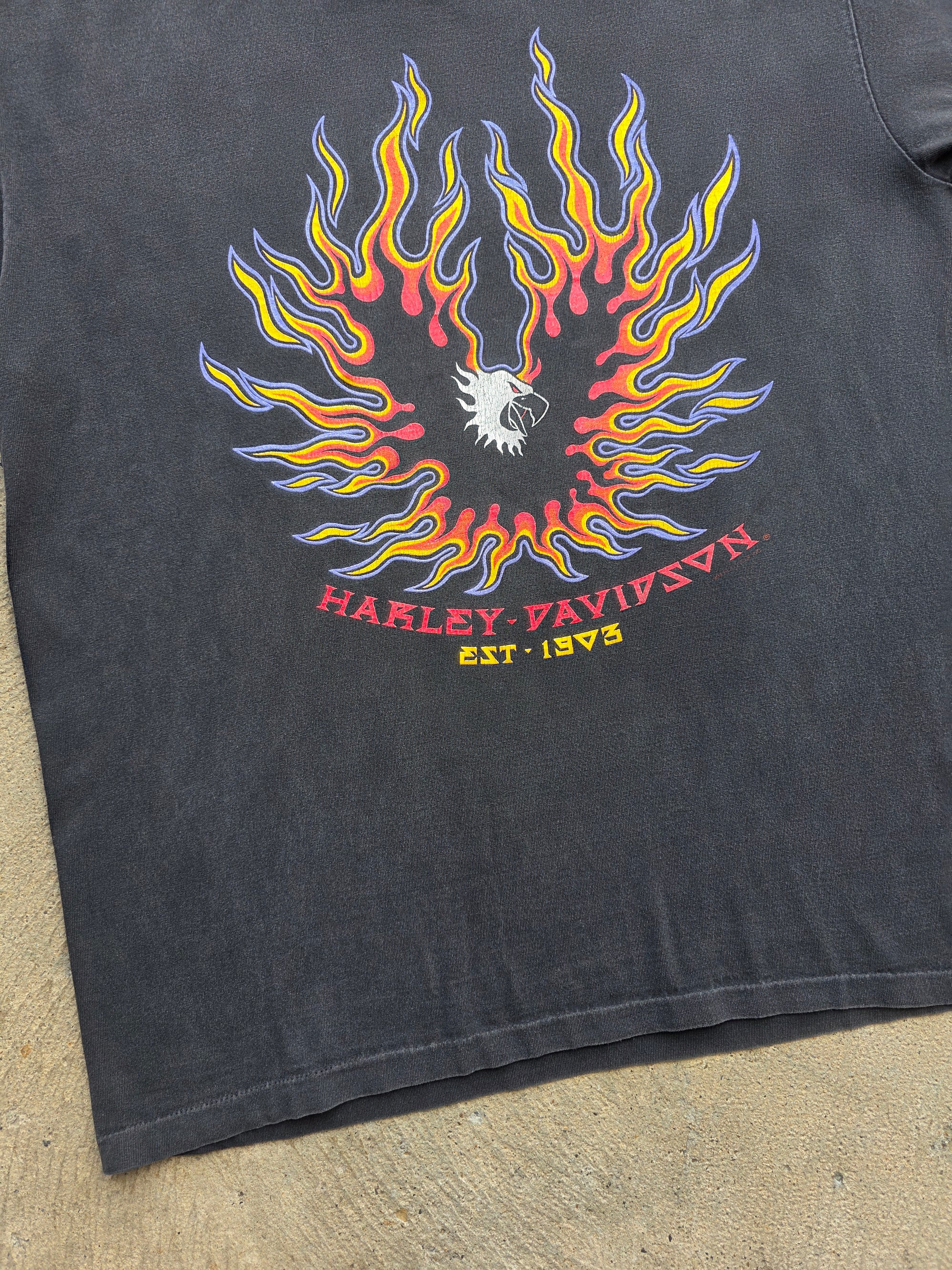 1994 Harley Flames McMahons Beaver Falls Pa Shirt Large