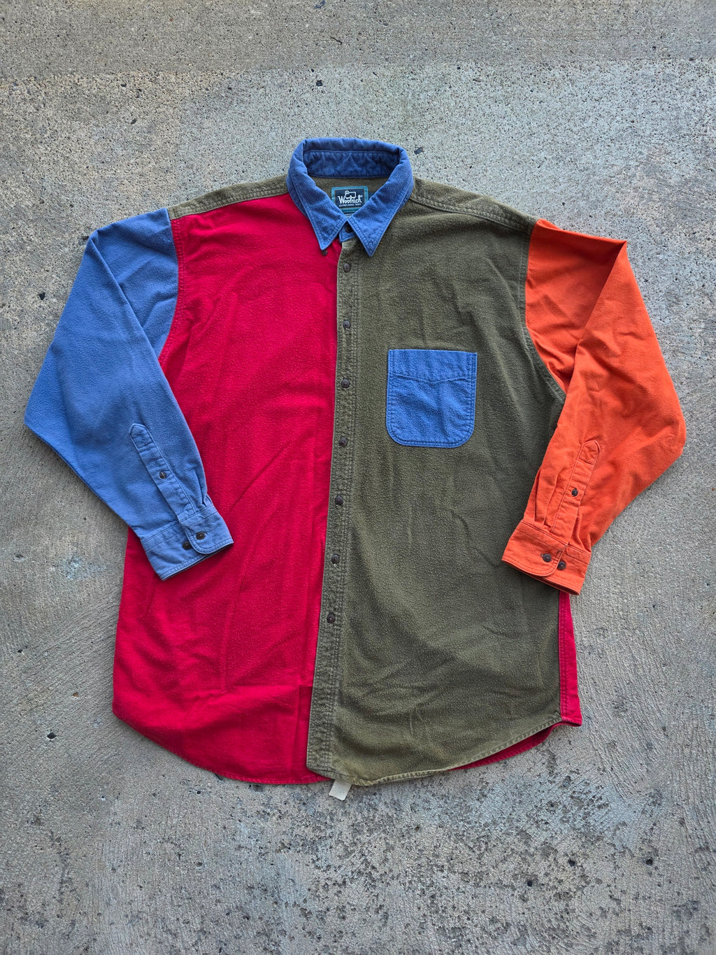 1990s Woolrich Quad Tone Chamois Button Up XL