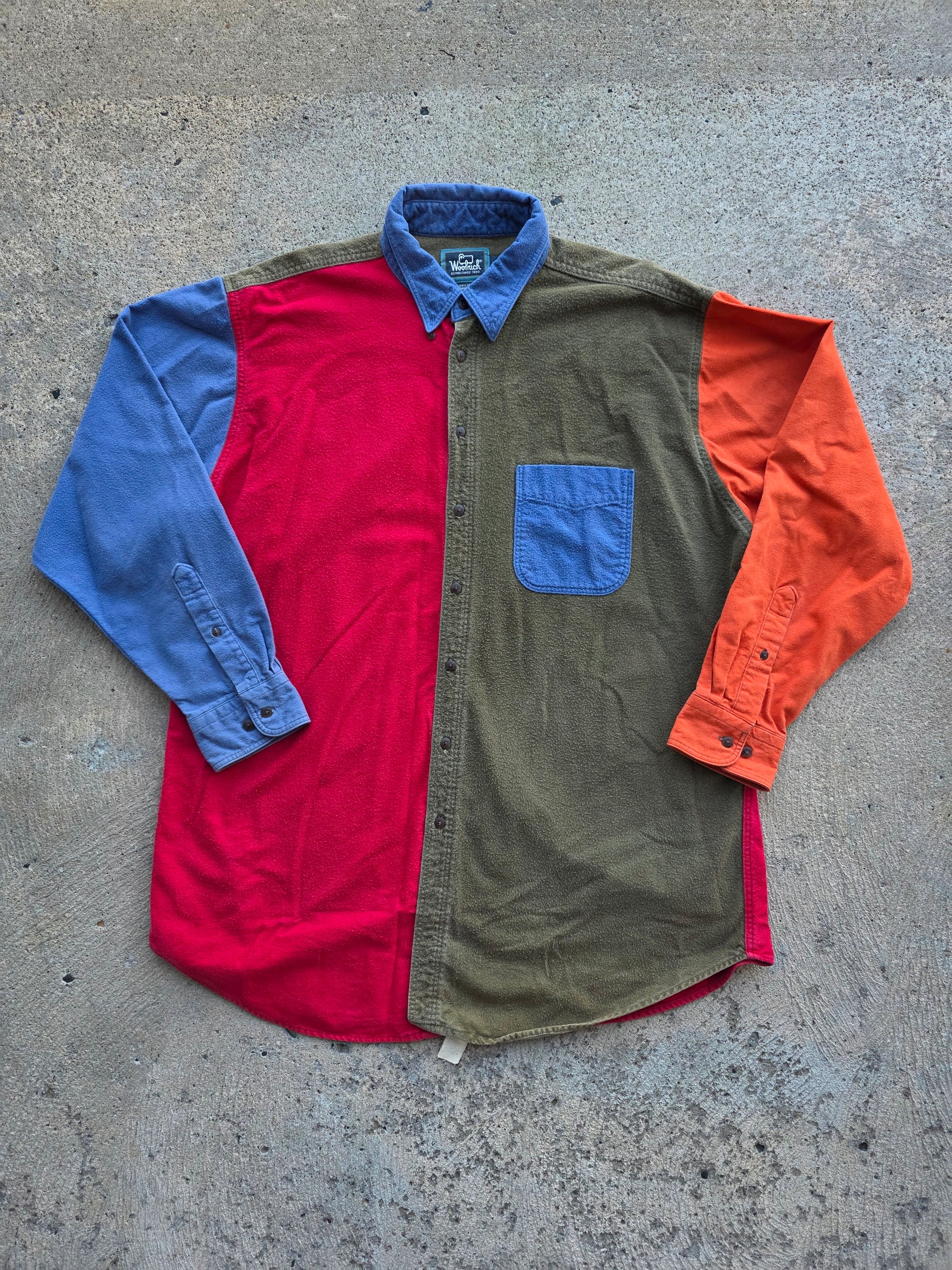 1990s Woolrich Quad Tone Chamois Button Up XL