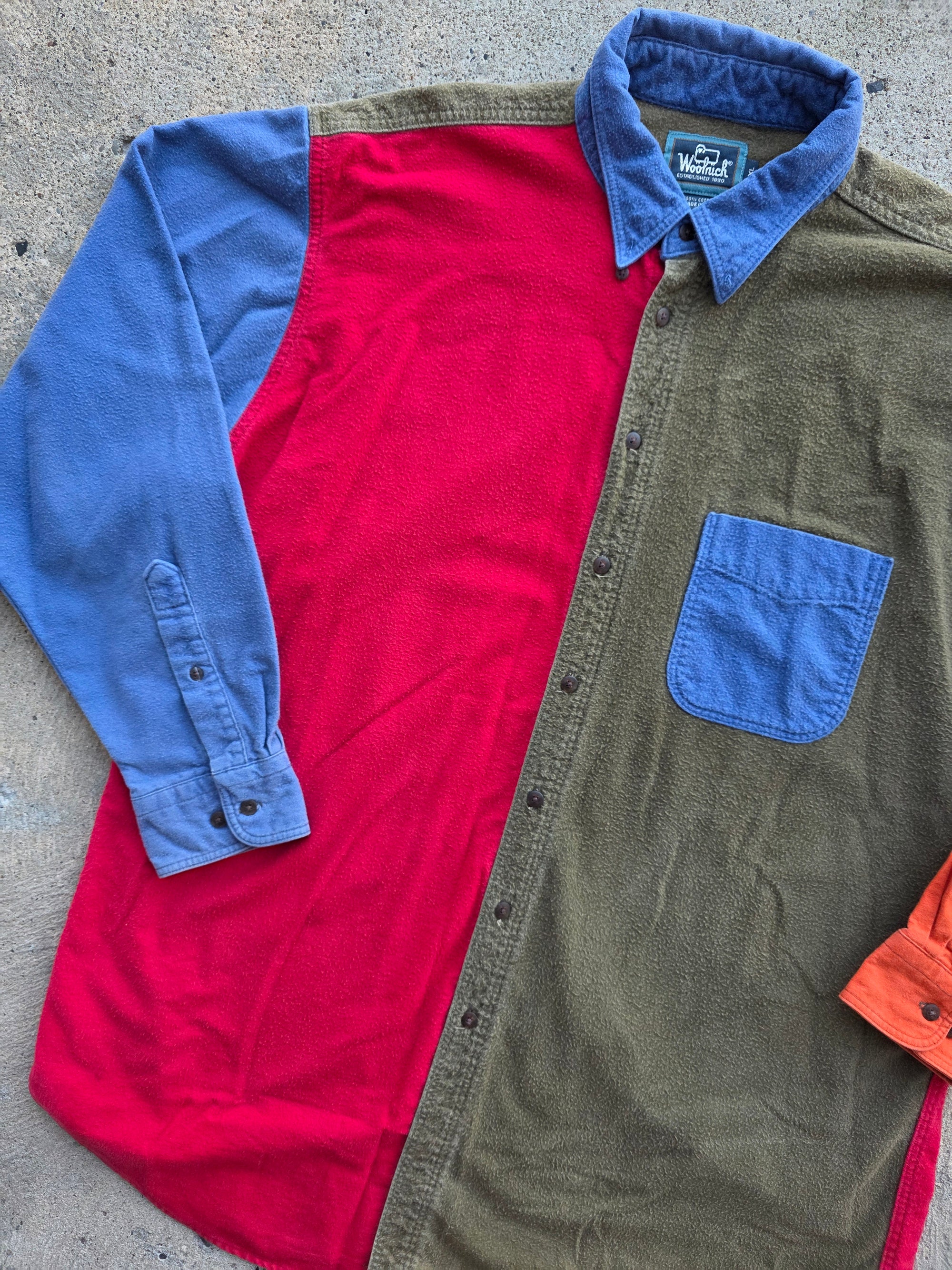 1990s Woolrich Quad Tone Chamois Button Up XL