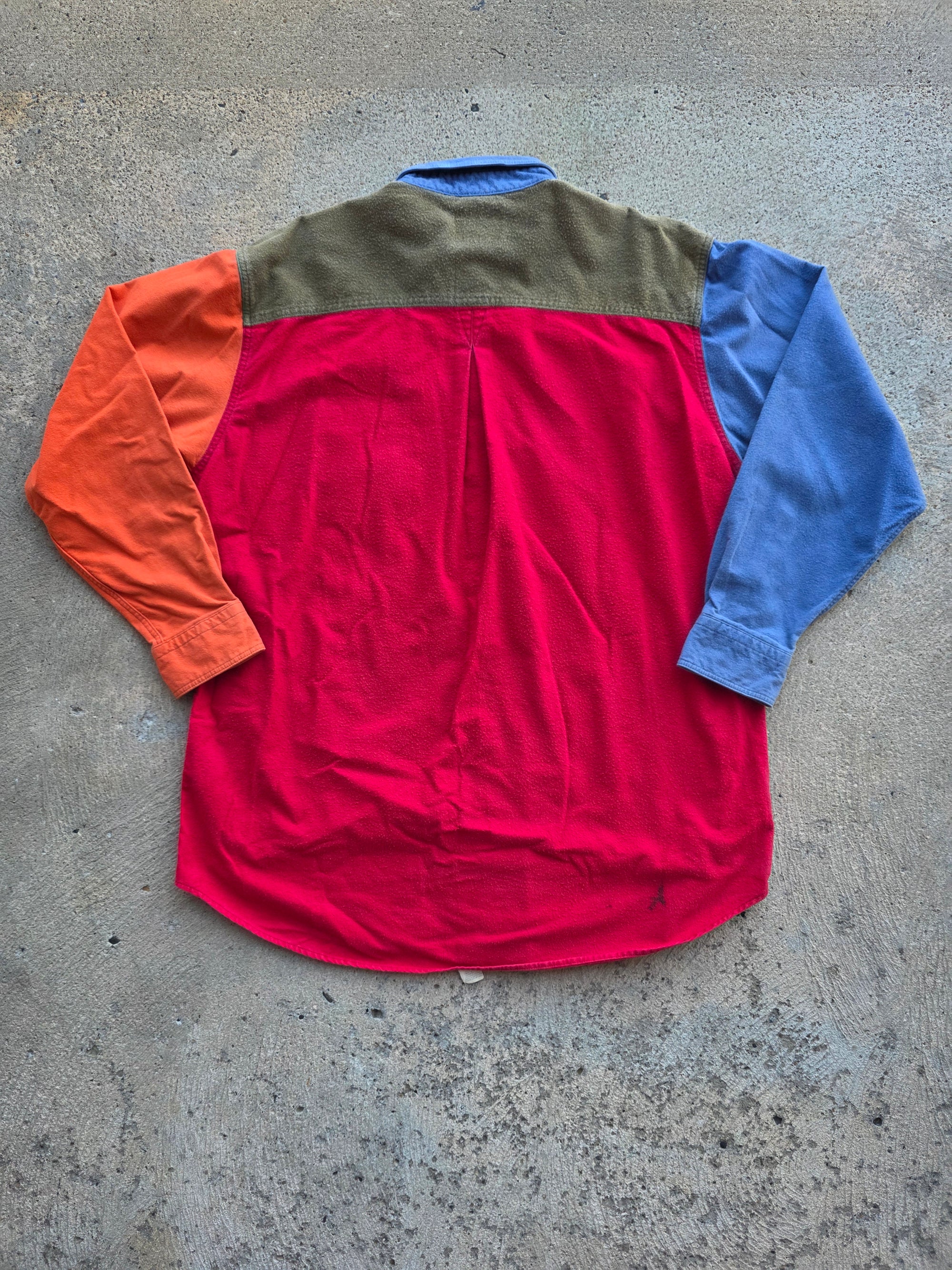 1990s Woolrich Quad Tone Chamois Button Up XL