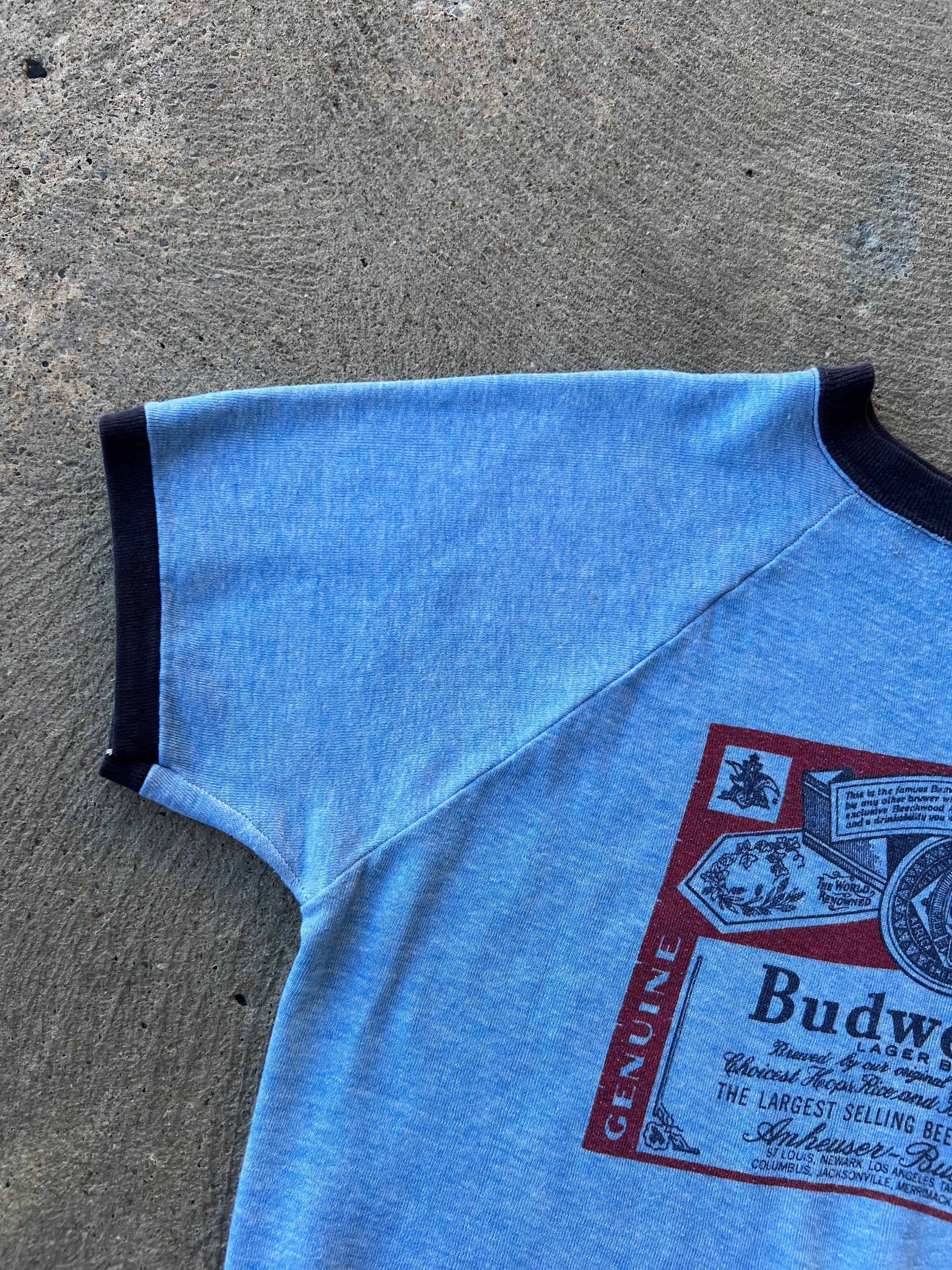 1970s Budweiser Short Sleeve Sweatshirt Tri Blend Large