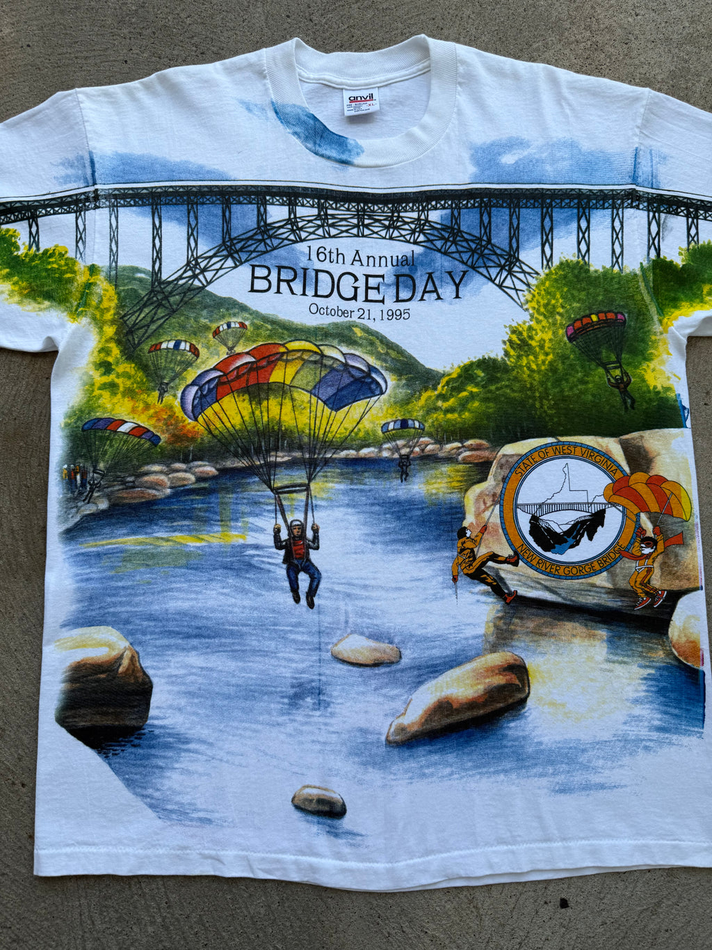 1990s West Virginia Bridge Day New River Gorge Deadstock Shirt XL
