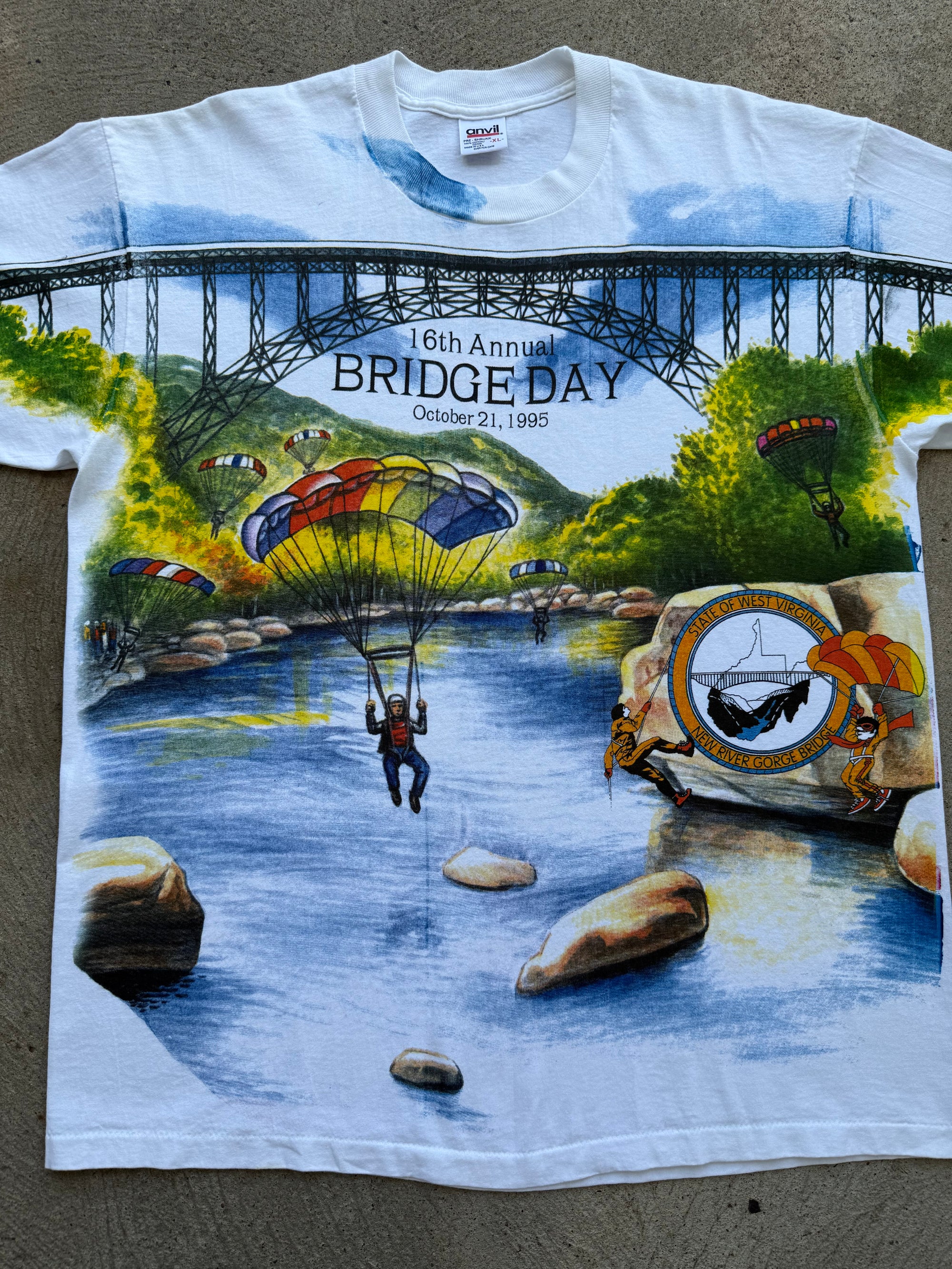 1990s West Virginia Bridge Day New River Gorge Deadstock Shirt XL