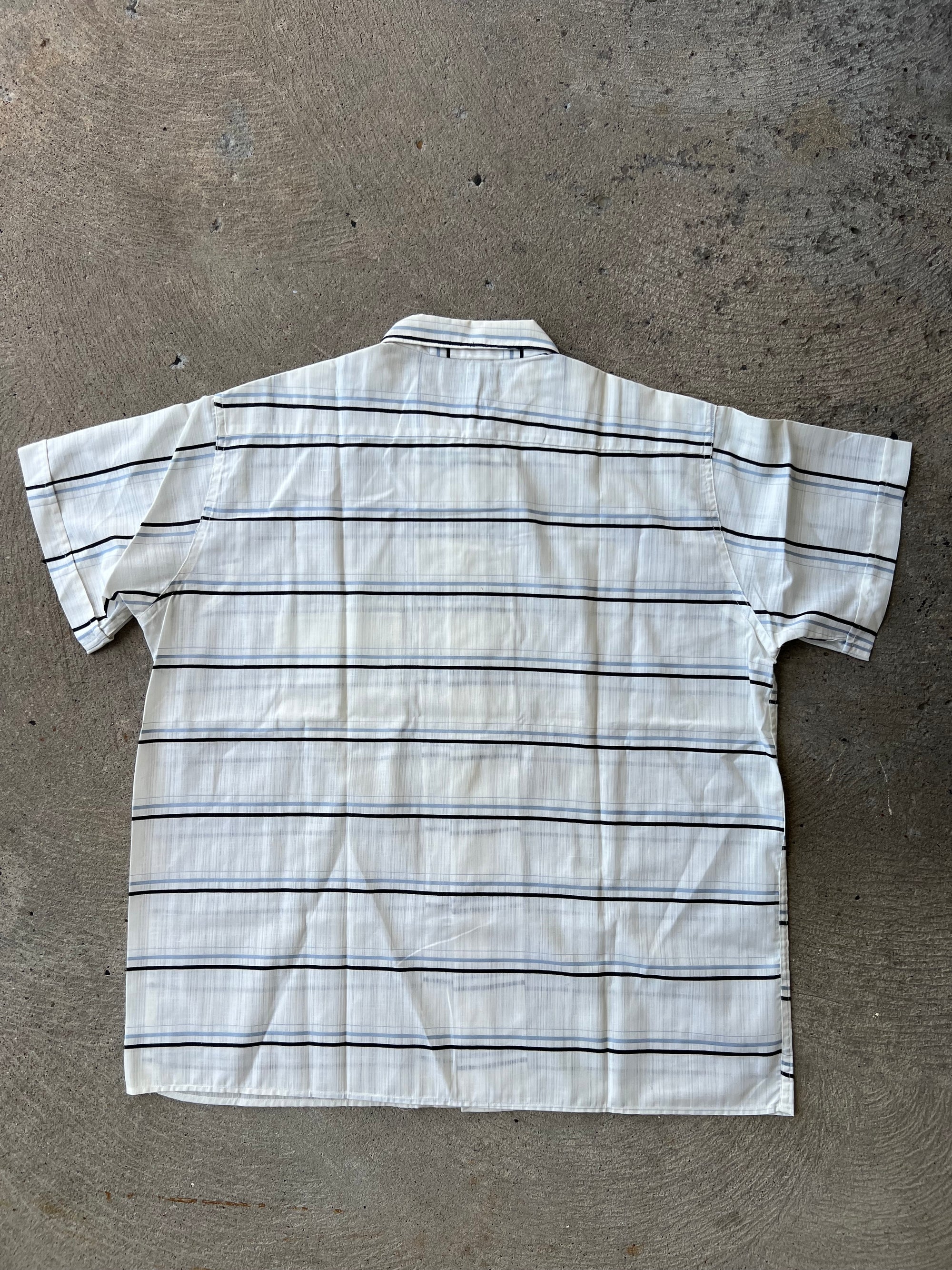 1950s 1960s Sanforized Striped Button Up Deadstock XL