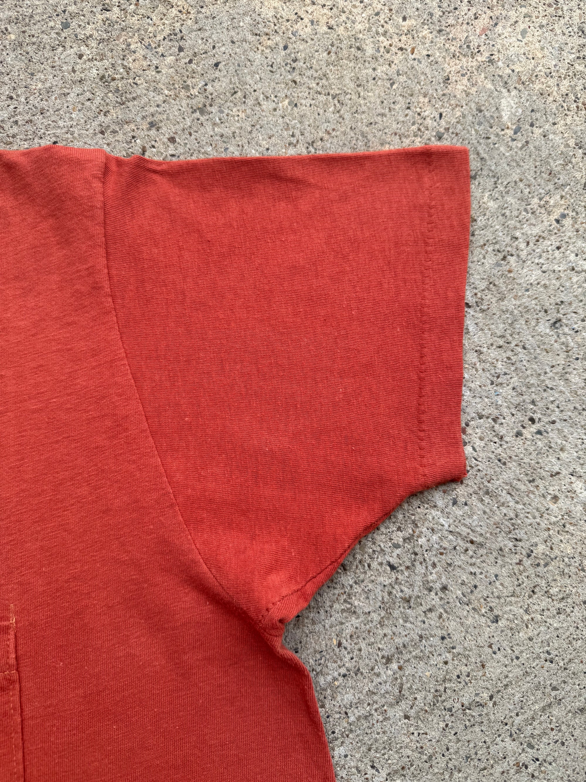 1950s Fruit Of The Loom Burnt Orange Pocket Tee Medium