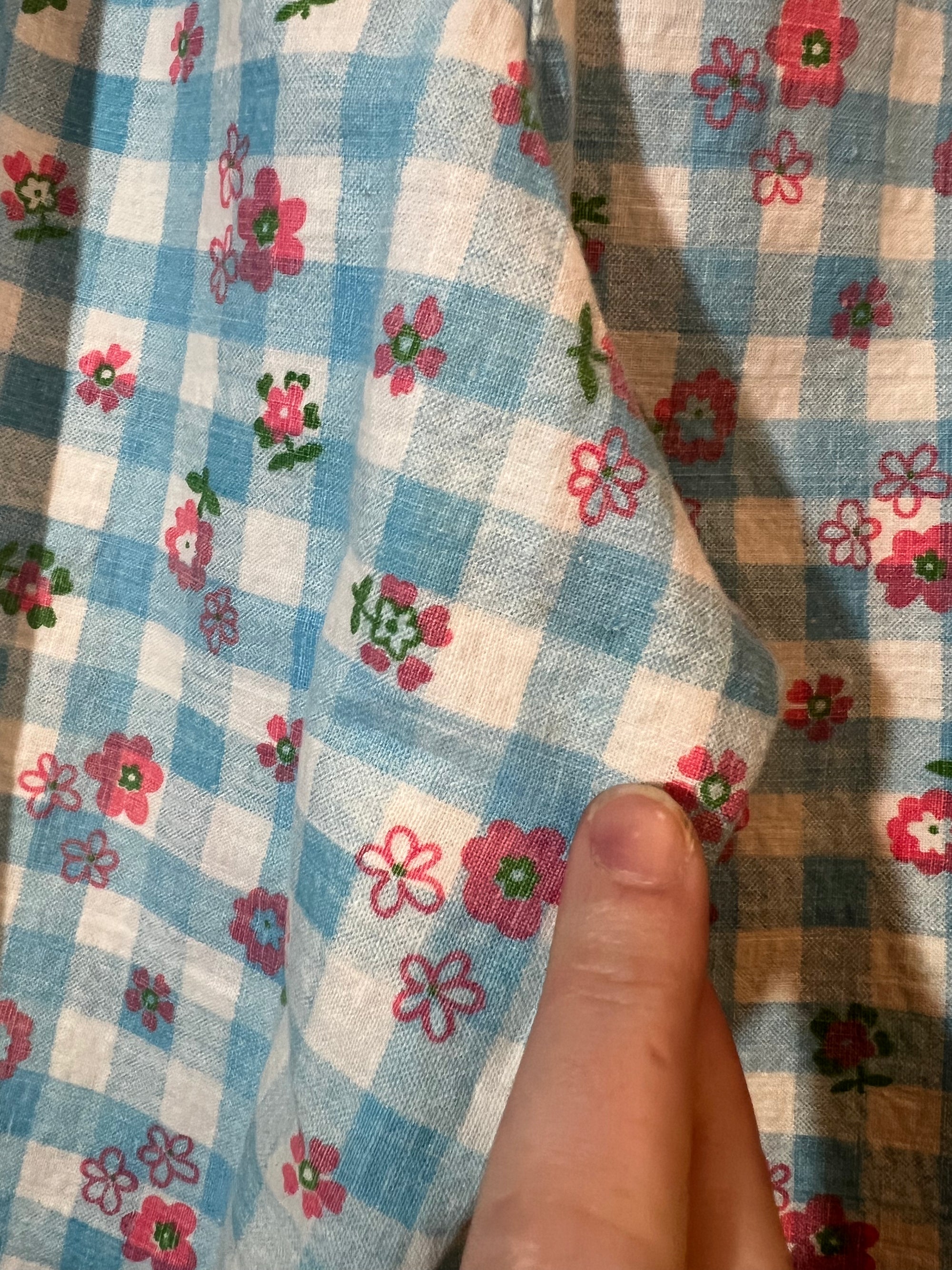 1970s Flare Linen Flower Monogram Pants