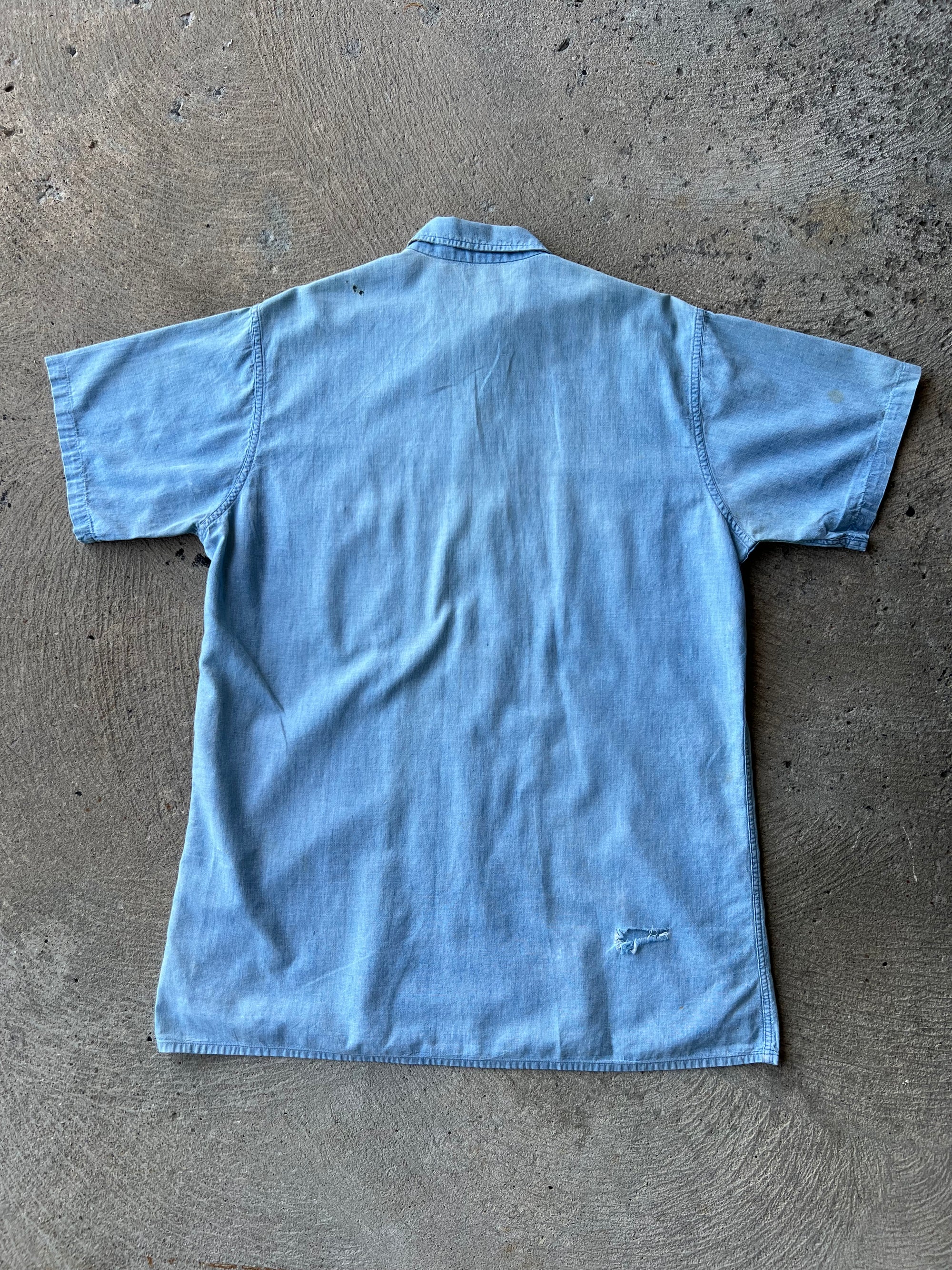 1940s Navy Chambray Shirt XL