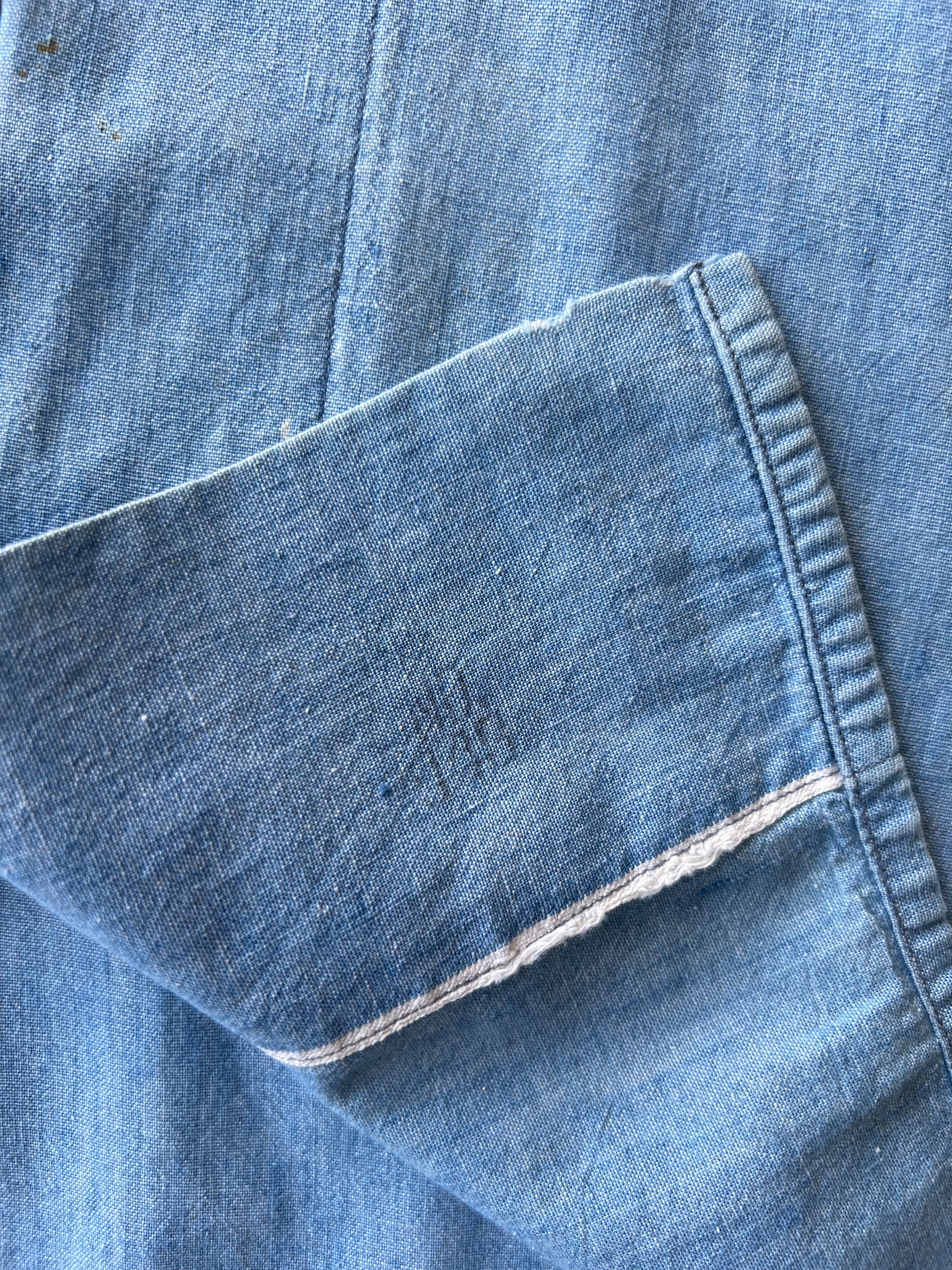 1940s Navy Chambray Shirt XL