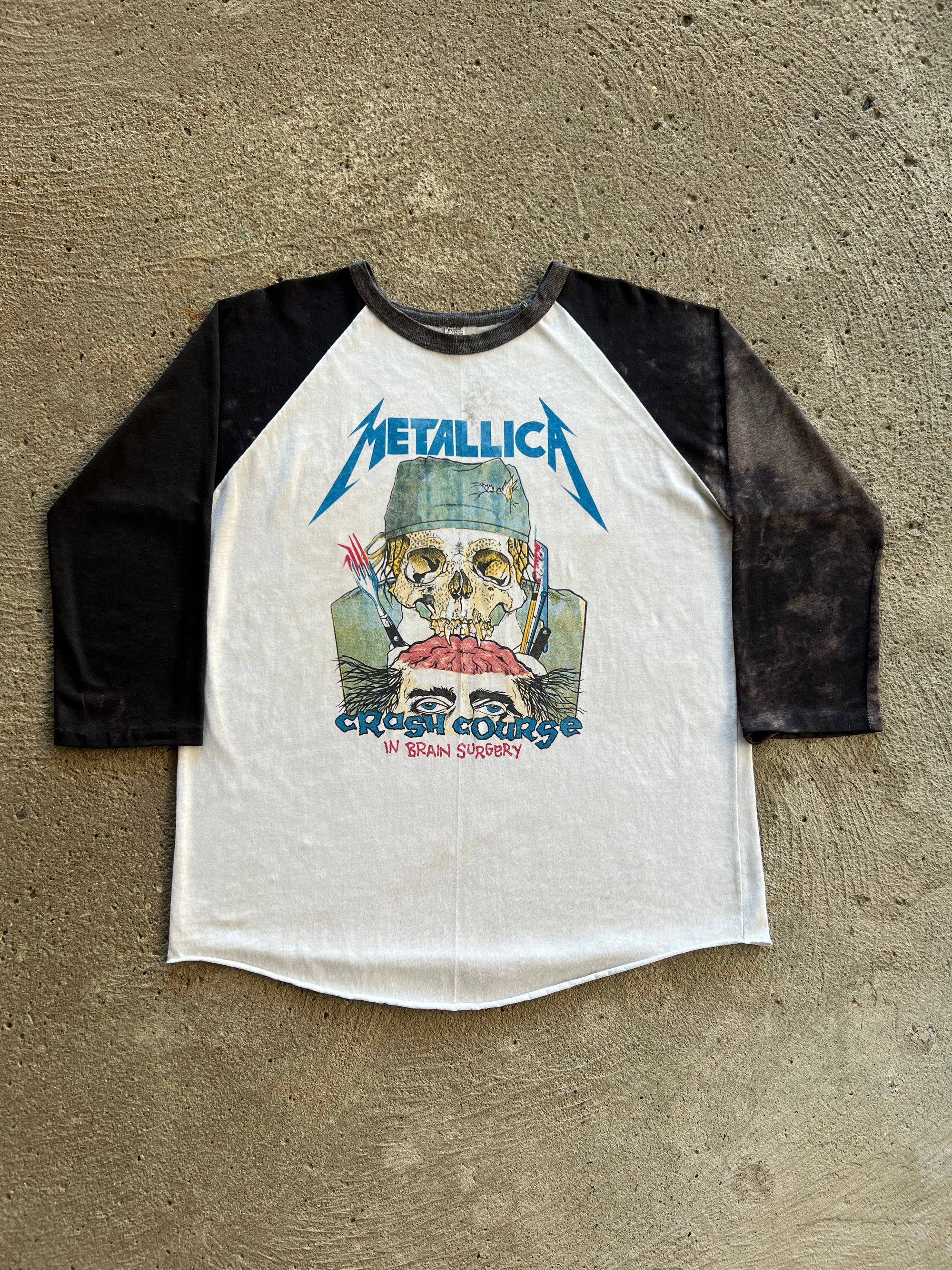 1980s Metallica Crash Course On Brain Surgery Raglan Tee Distressed XL