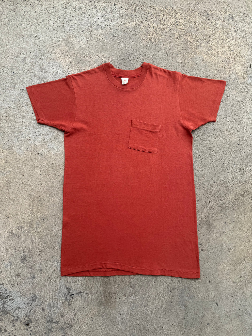 1950s Fruit Of The Loom Burnt Orange Pocket Tee Medium