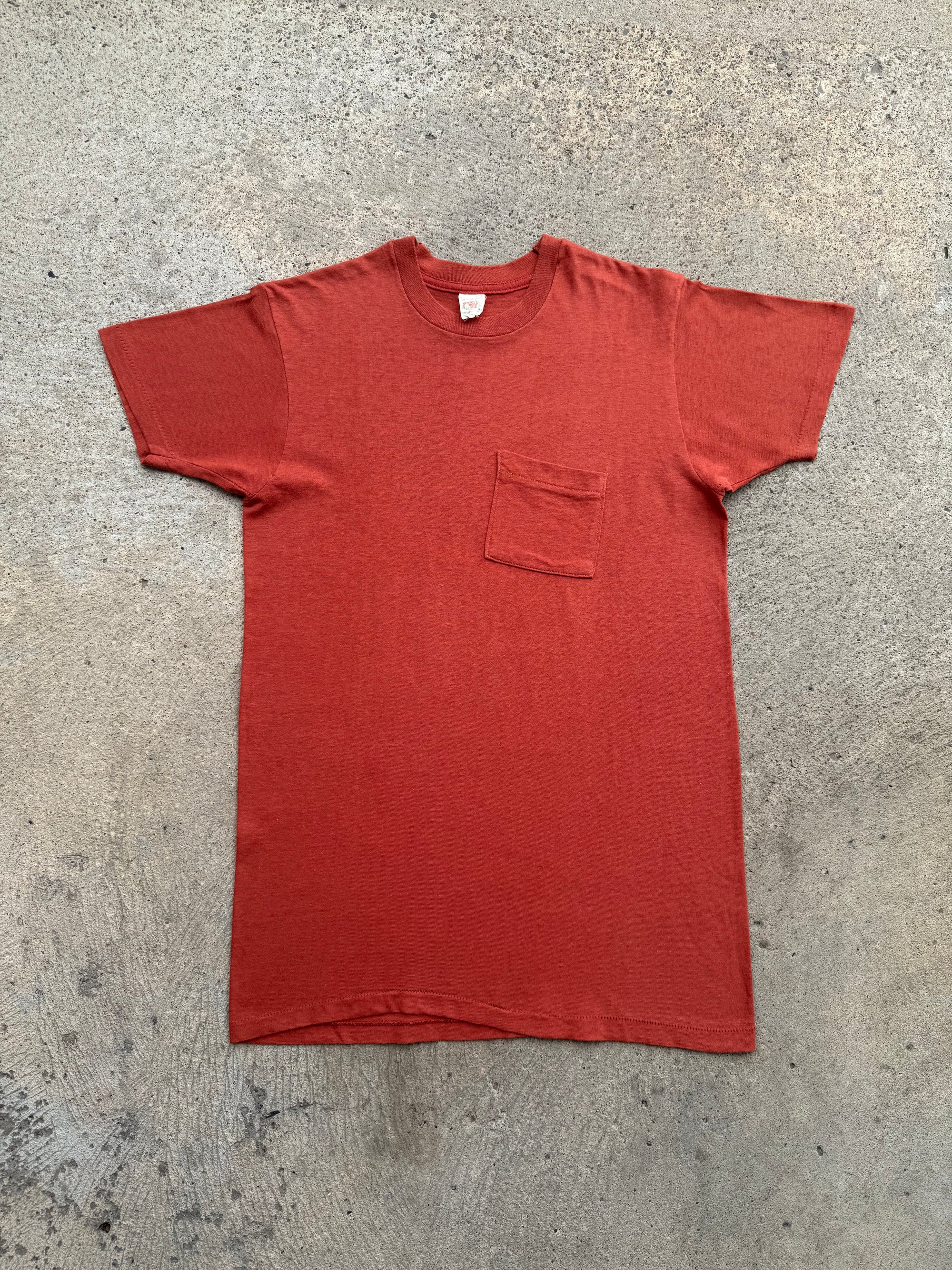 1950s Fruit Of The Loom Burnt Orange Pocket Tee Medium
