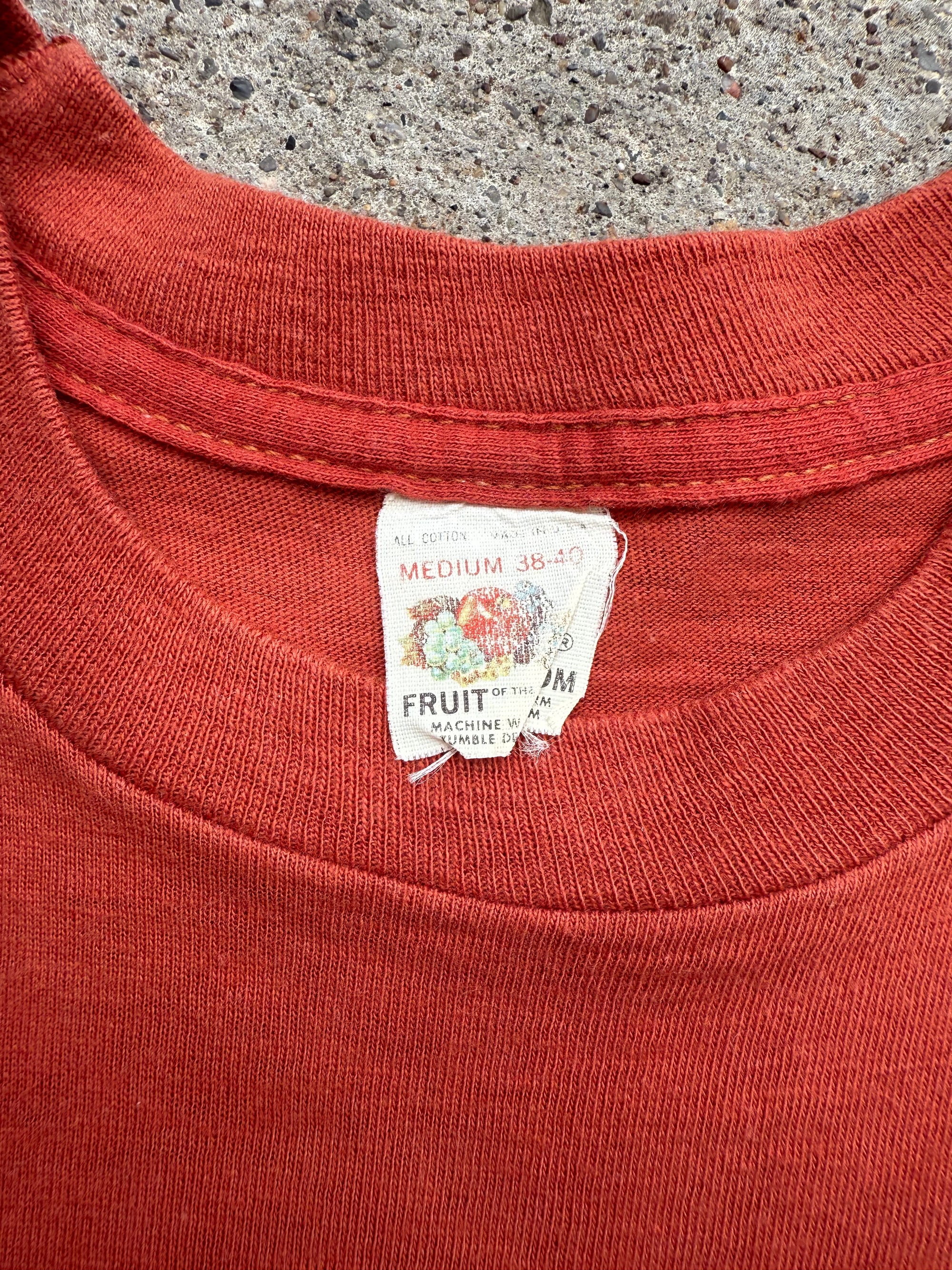 1950s Fruit Of The Loom Burnt Orange Pocket Tee Medium