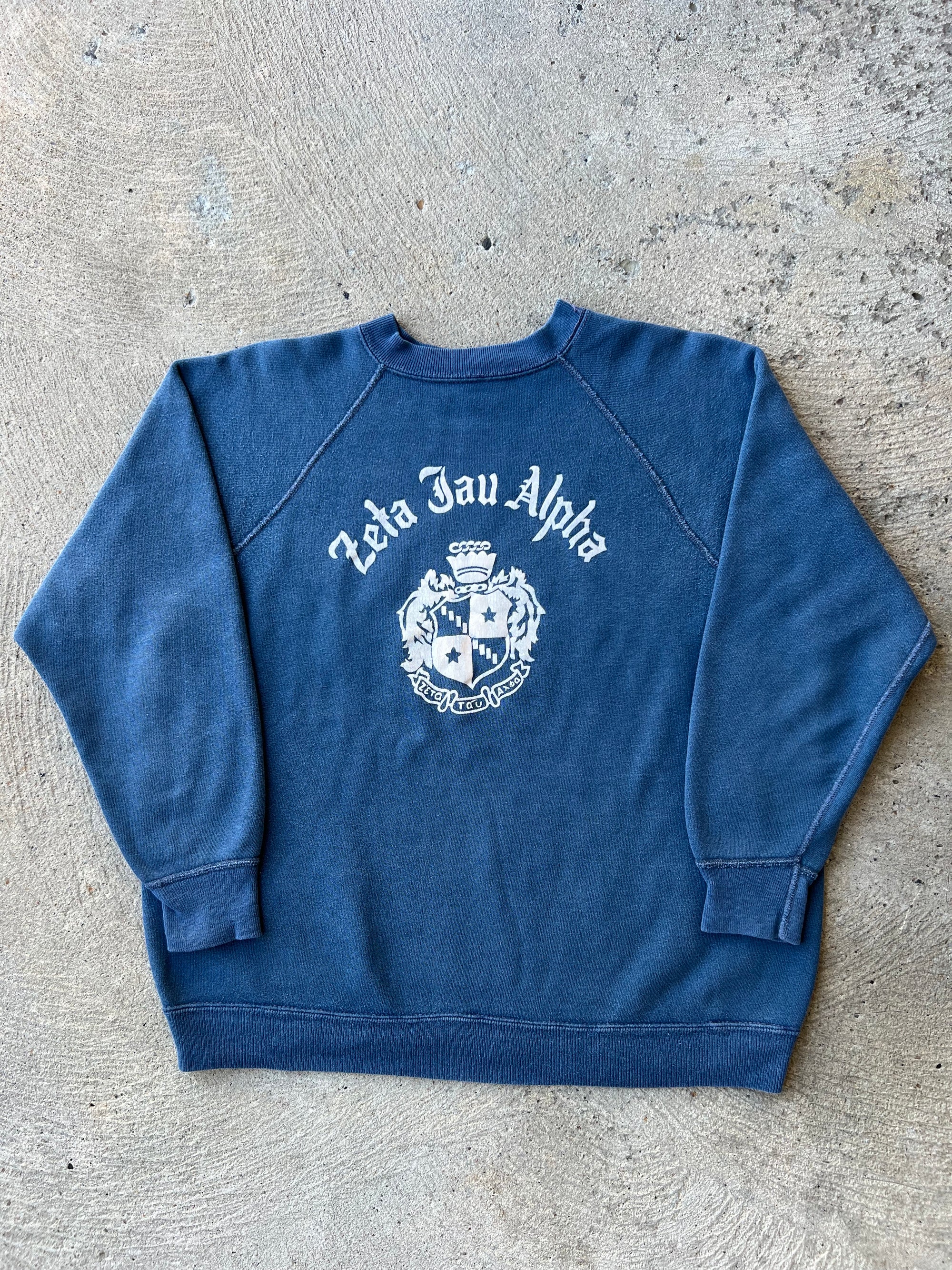1950s Zeta Tau Alpha Flock Print Sweatshirt Large