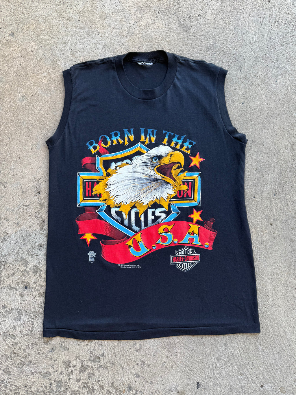 1987 Harley Born In The Usa Sleeveless Shirt Large