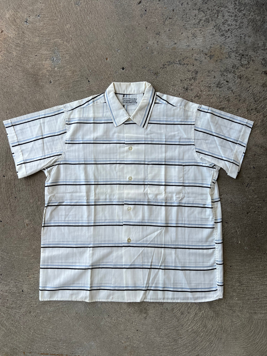 1950s 1960s Sanforized Striped Button Up Deadstock XL