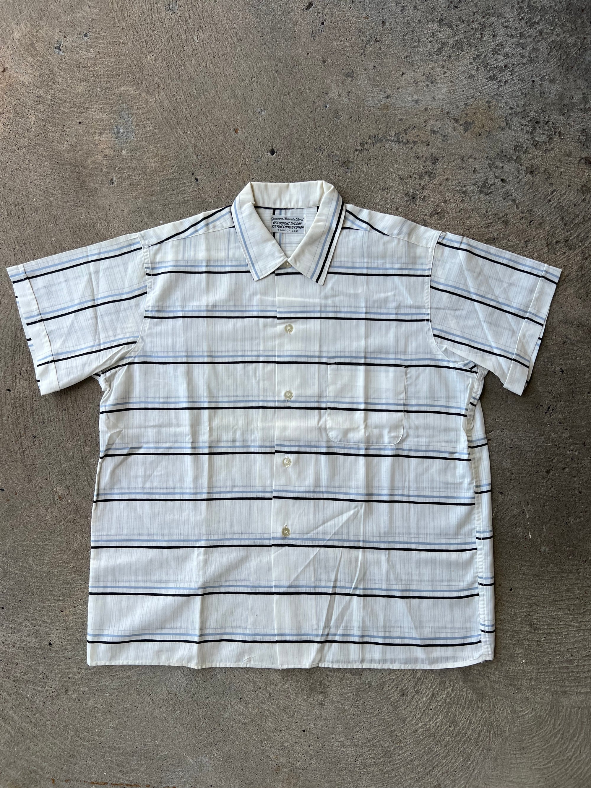 1950s 1960s Sanforized Striped Button Up Deadstock XL