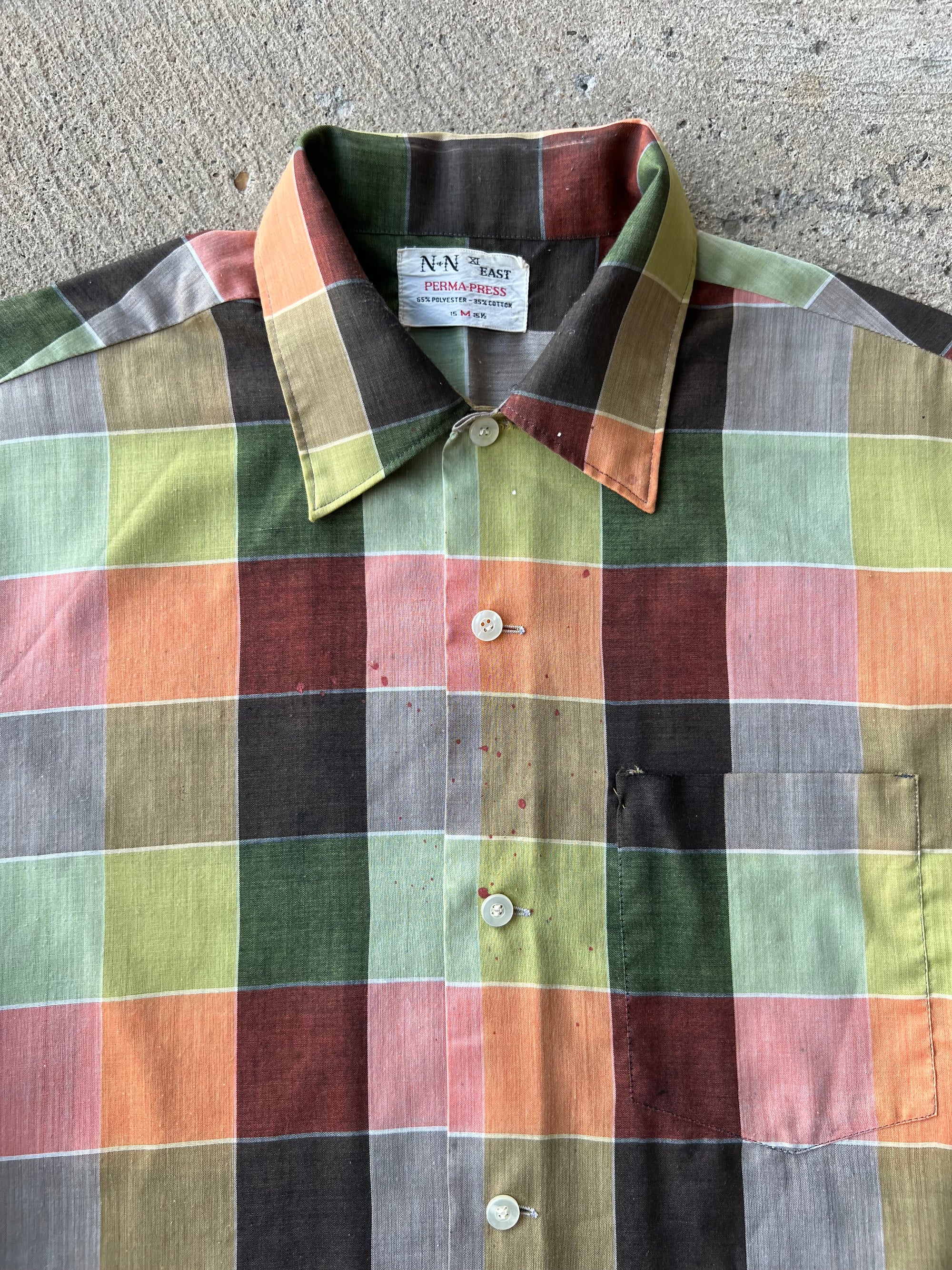 1970s Paint Splattered Button Up Large