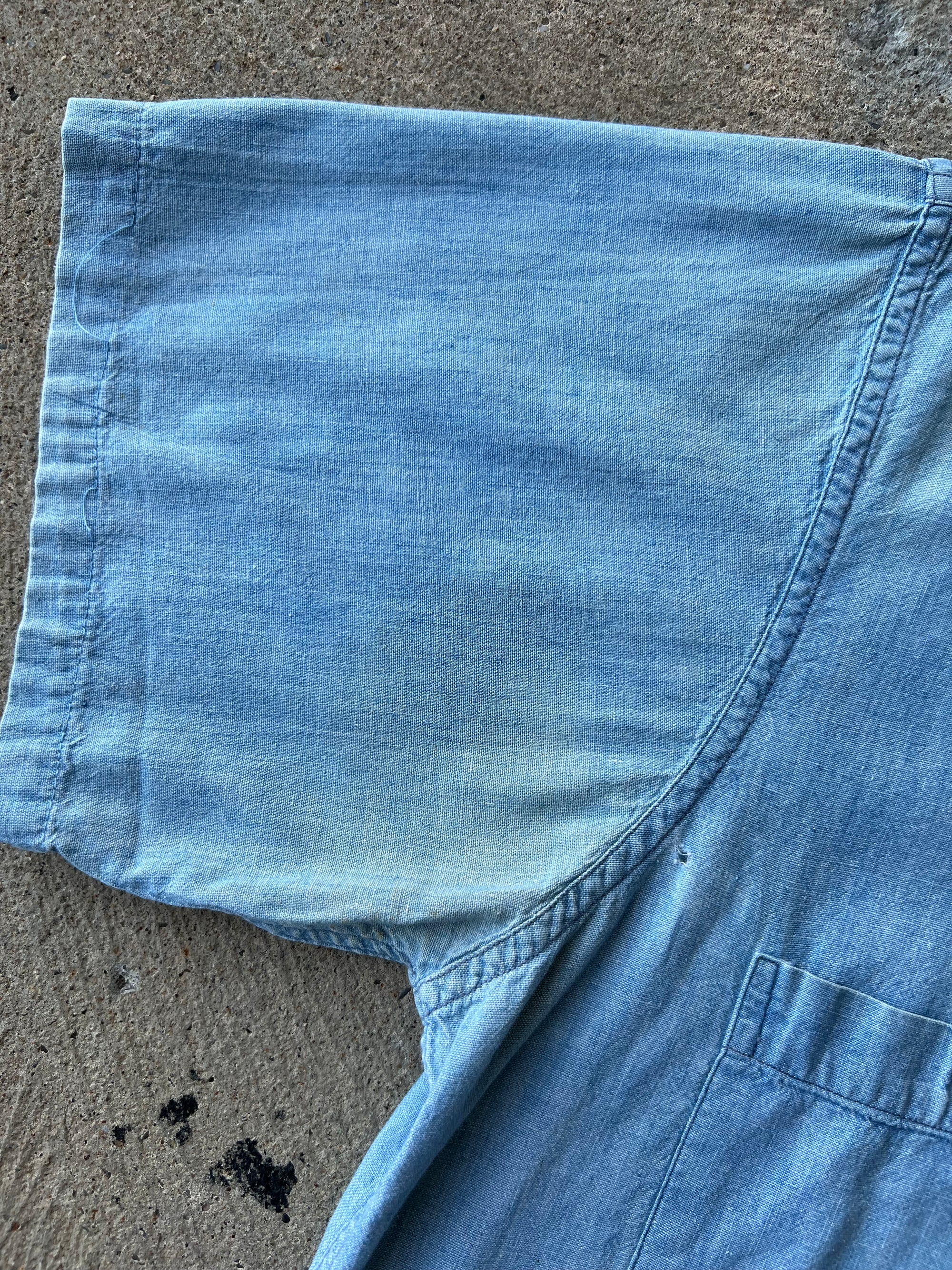 1940s Navy Chambray Shirt XL