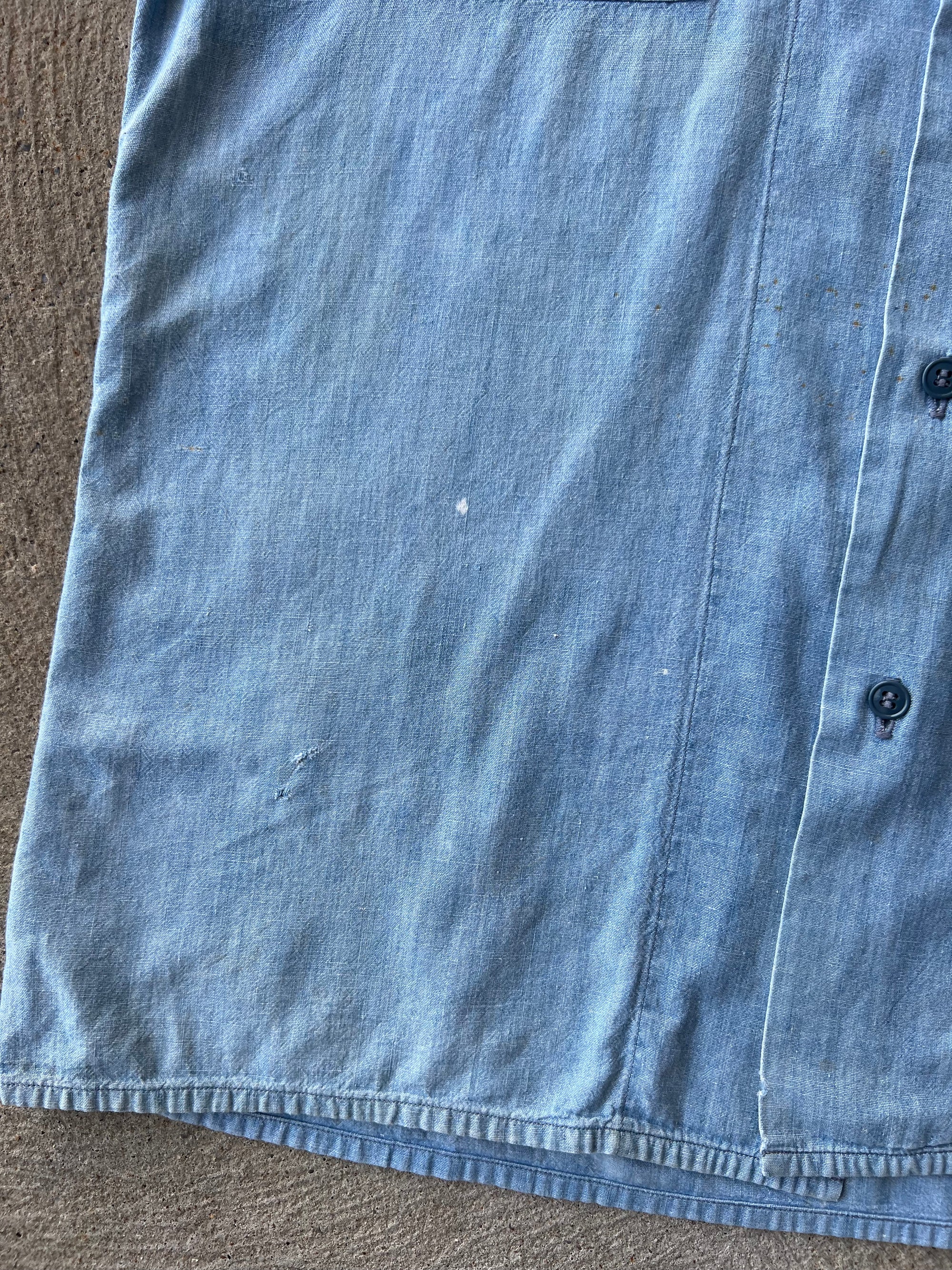 1940s Navy Chambray Shirt XL