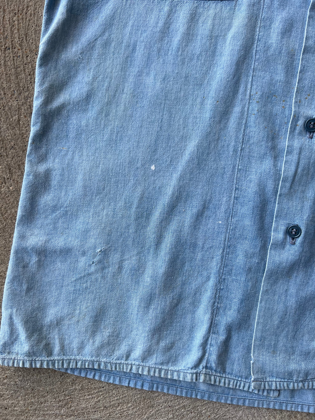 1940s Navy Chambray Shirt XL
