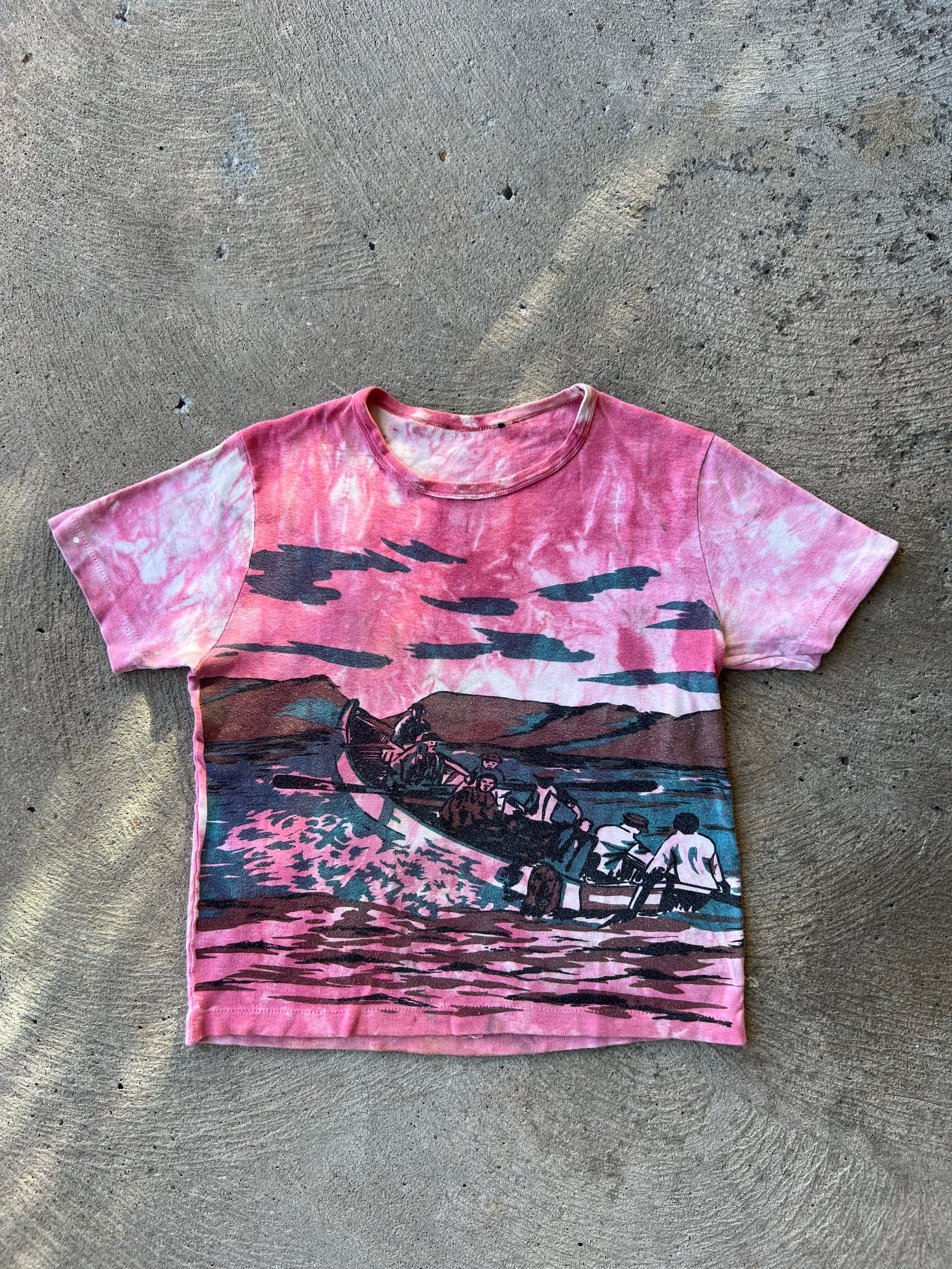 1950s Water Print Rowing Sea Shirt Small