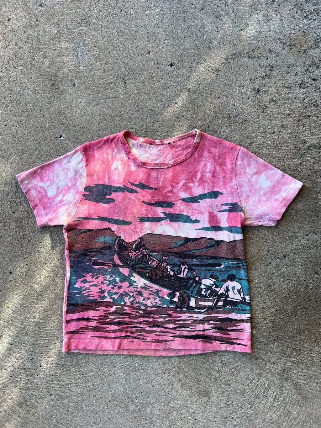 1950s Water Print Rowing Sea Shirt Small