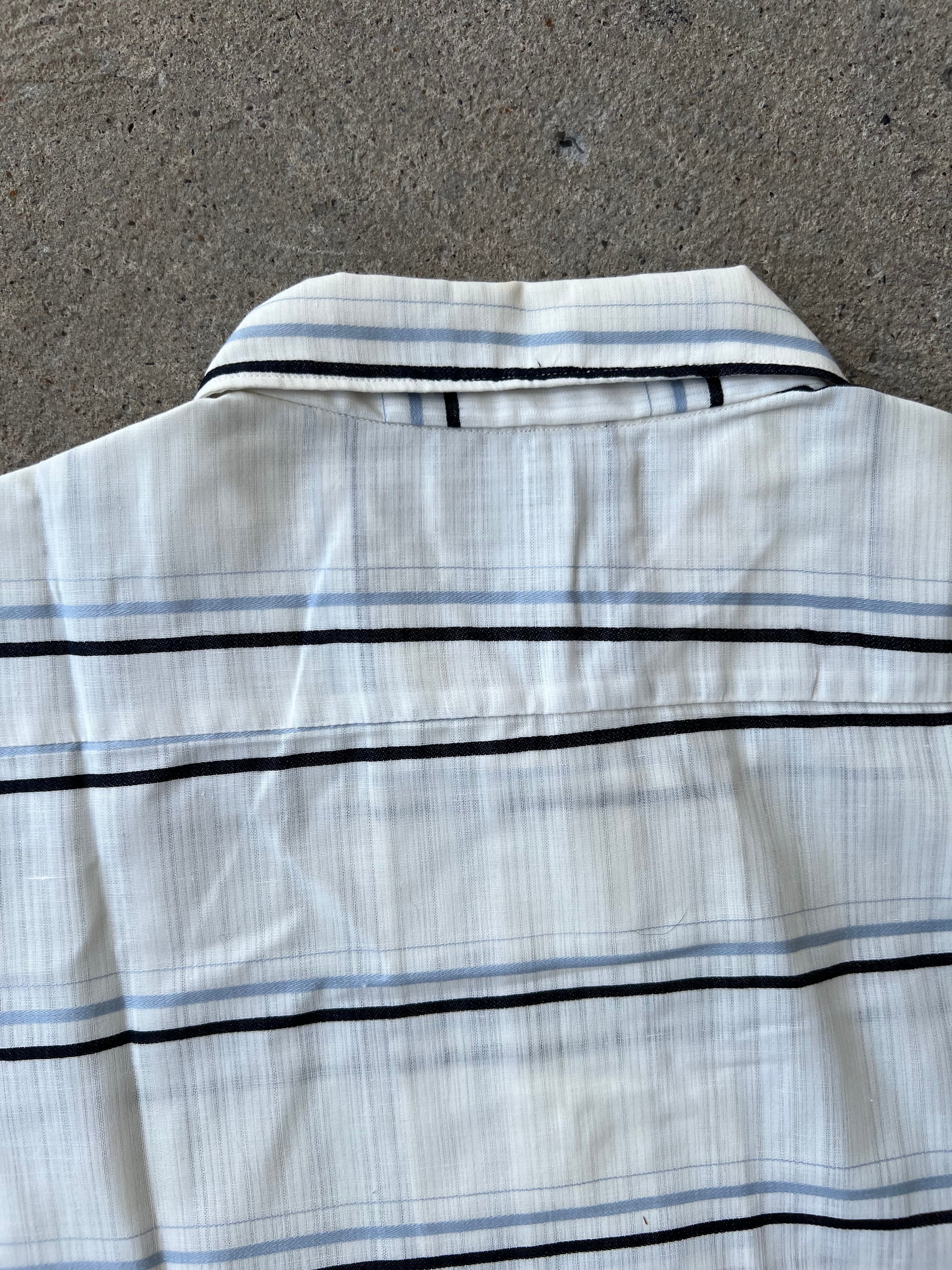 1950s 1960s Sanforized Striped Button Up Deadstock XL