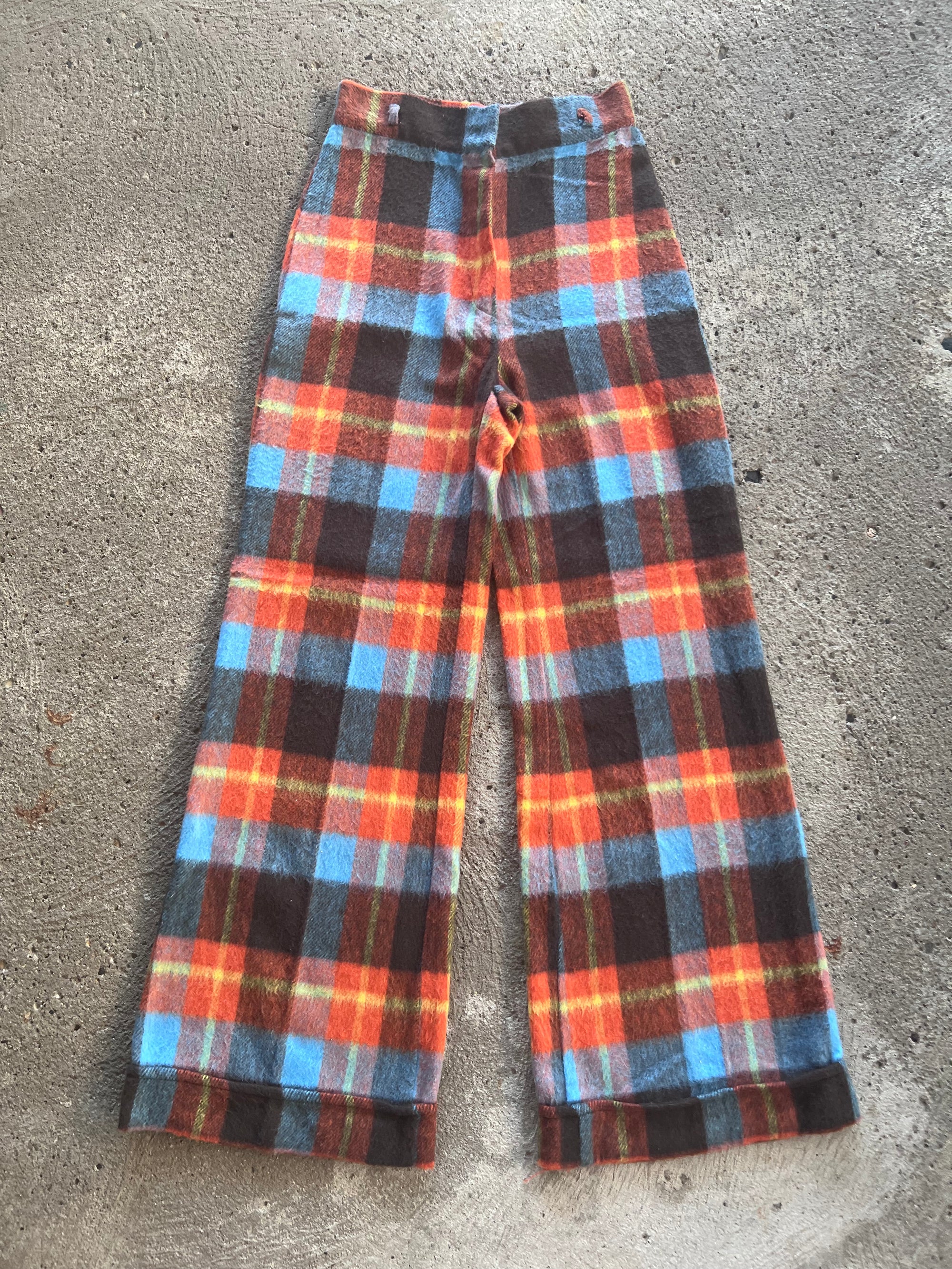 1970s Plaid Flare Pants 26x30