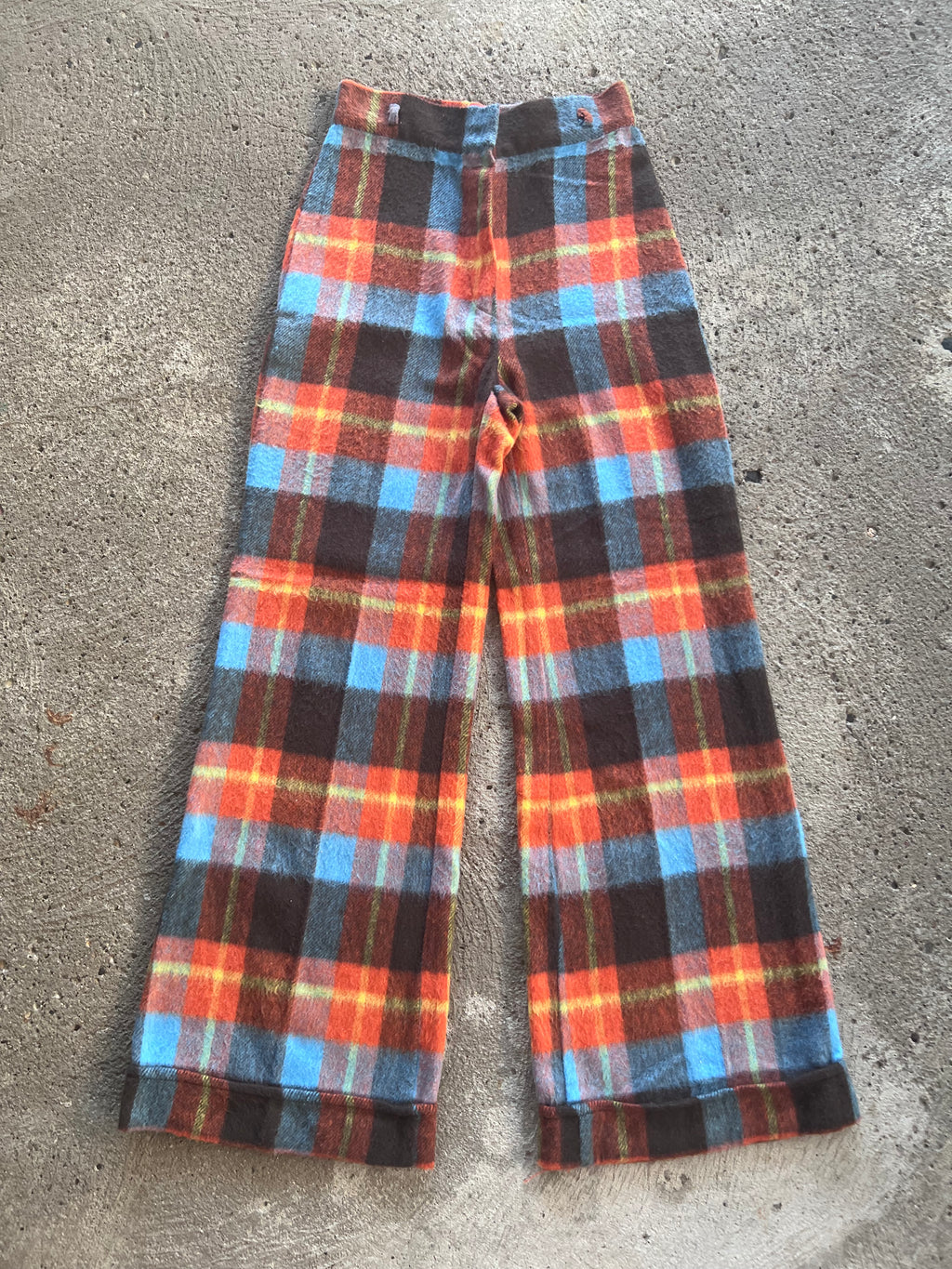 1970s Plaid Flare Pants 26x30