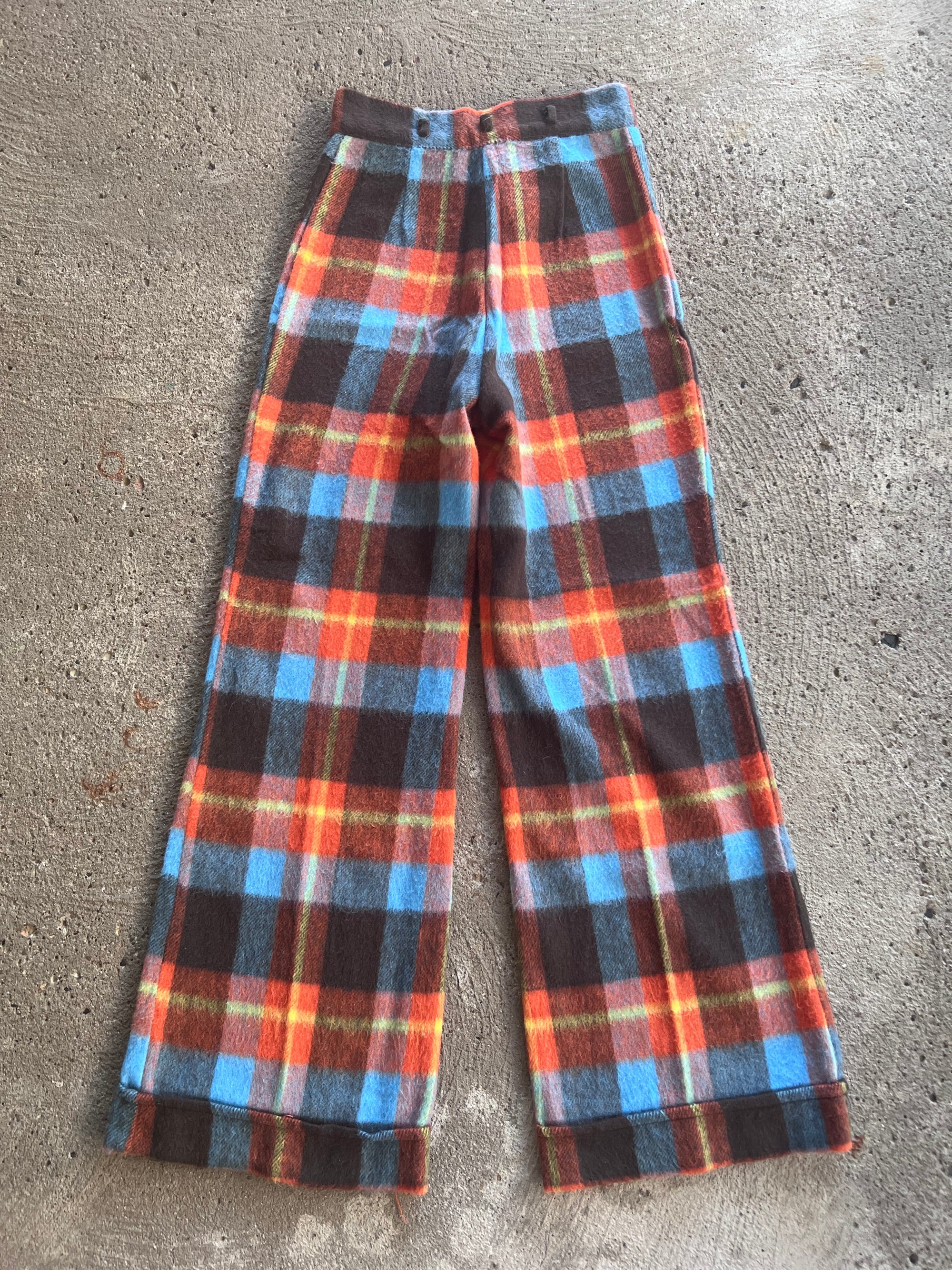 1970s Plaid Flare Pants 26x30