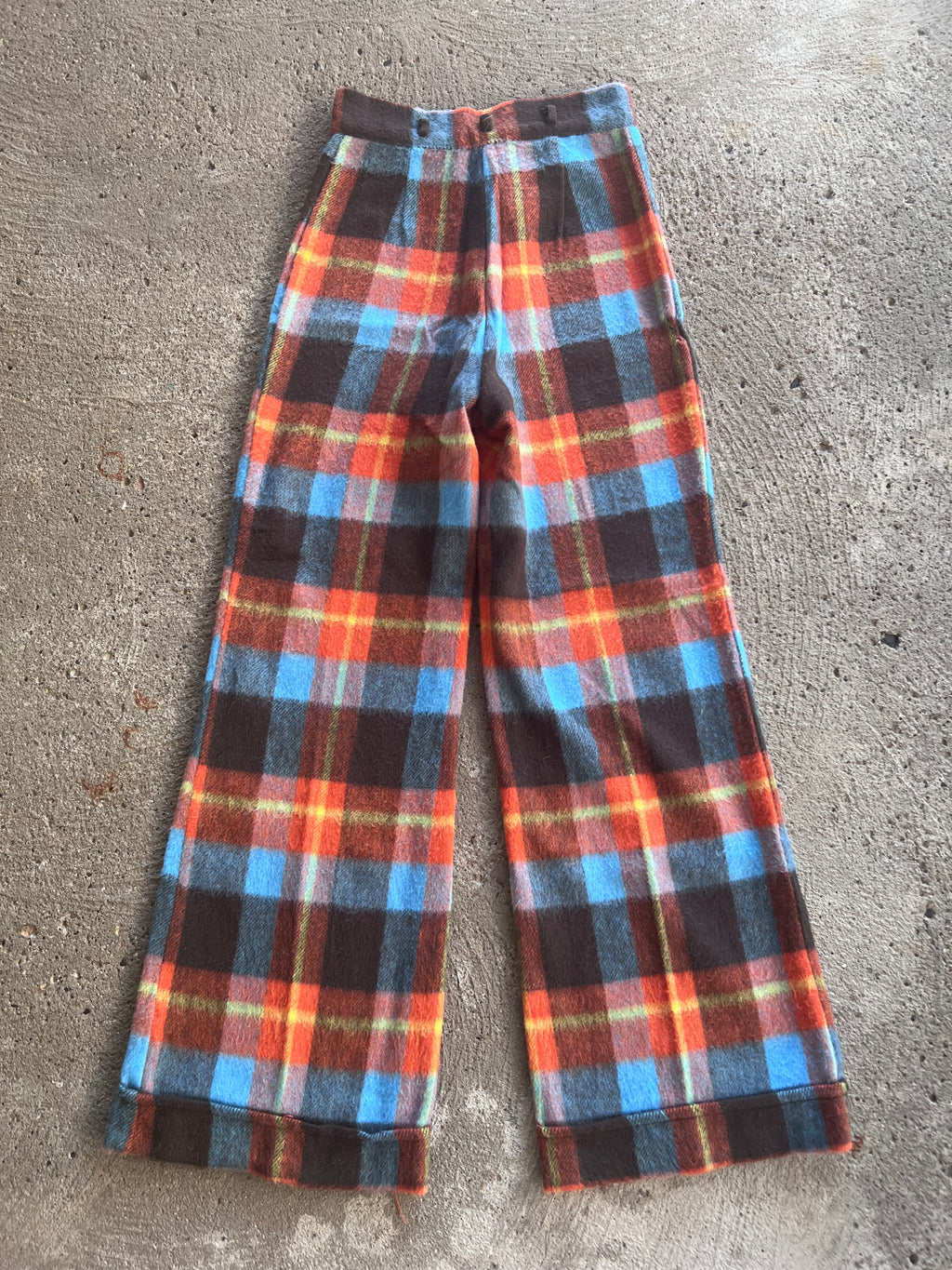 1970s Plaid Flare Pants 26x30