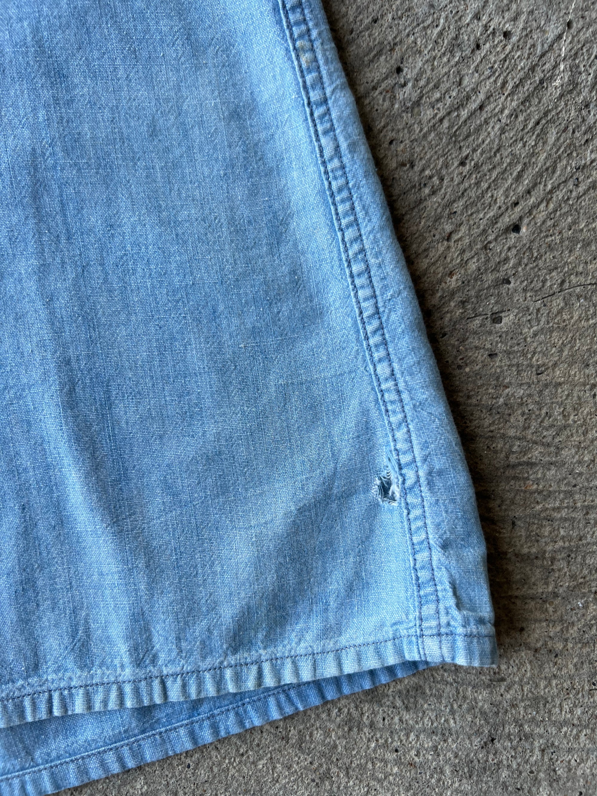 1940s Navy Chambray Shirt XL