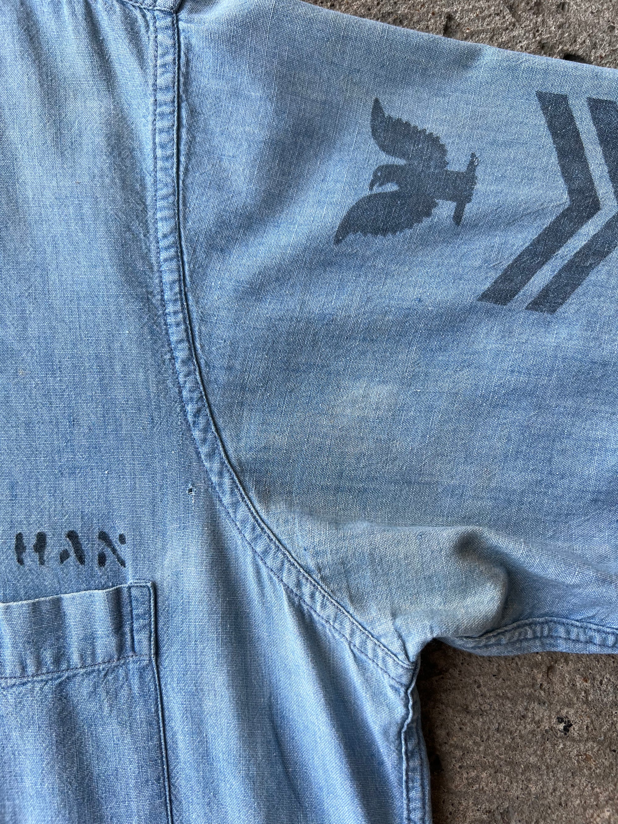 1940s Navy Chambray Shirt XL