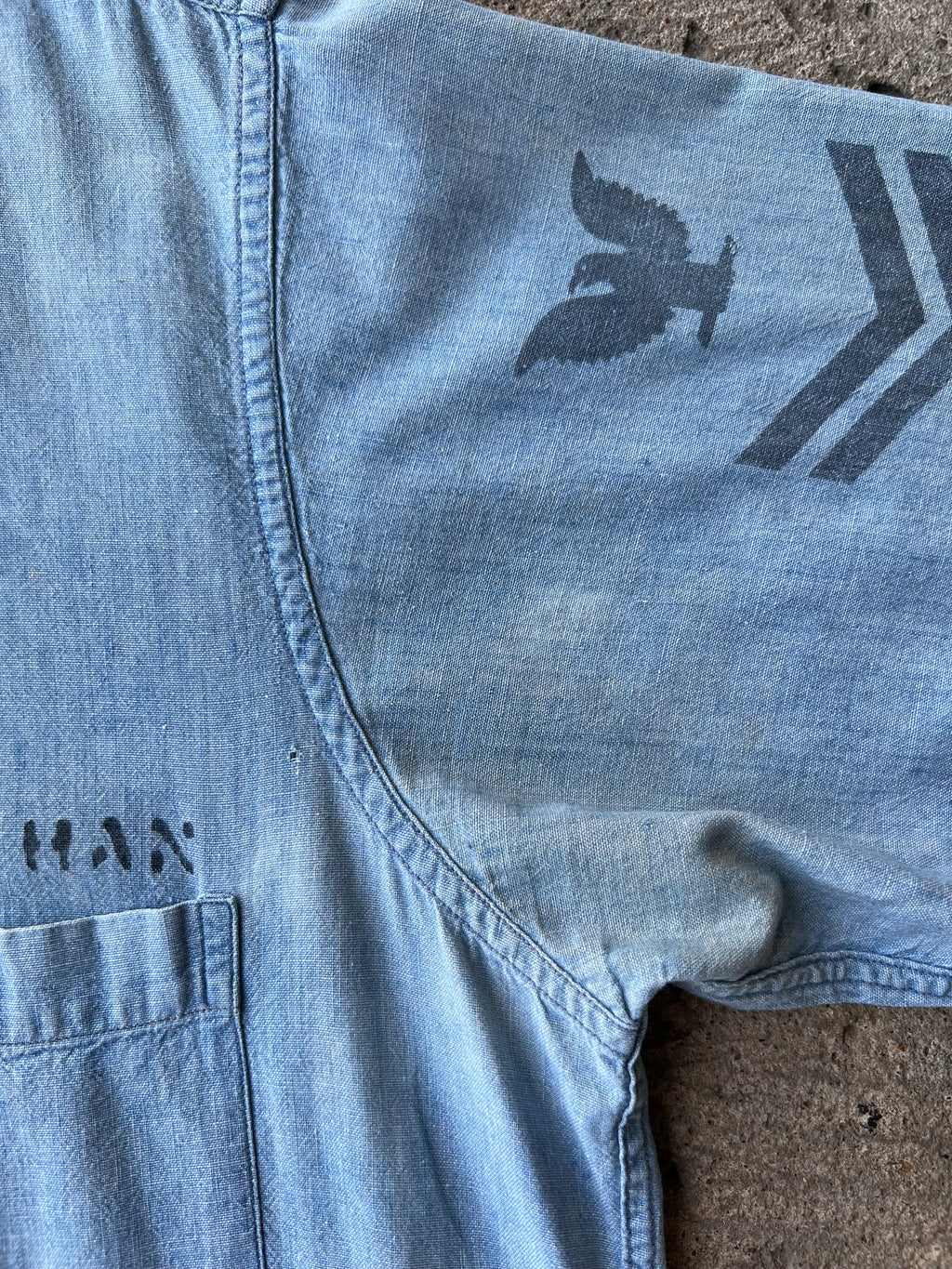 1940s Navy Chambray Shirt XL