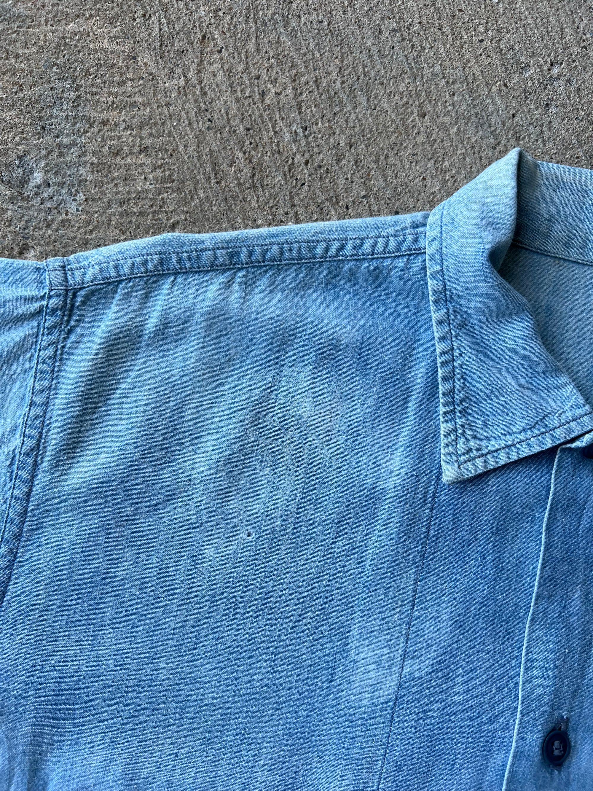 1940s Navy Chambray Shirt XL